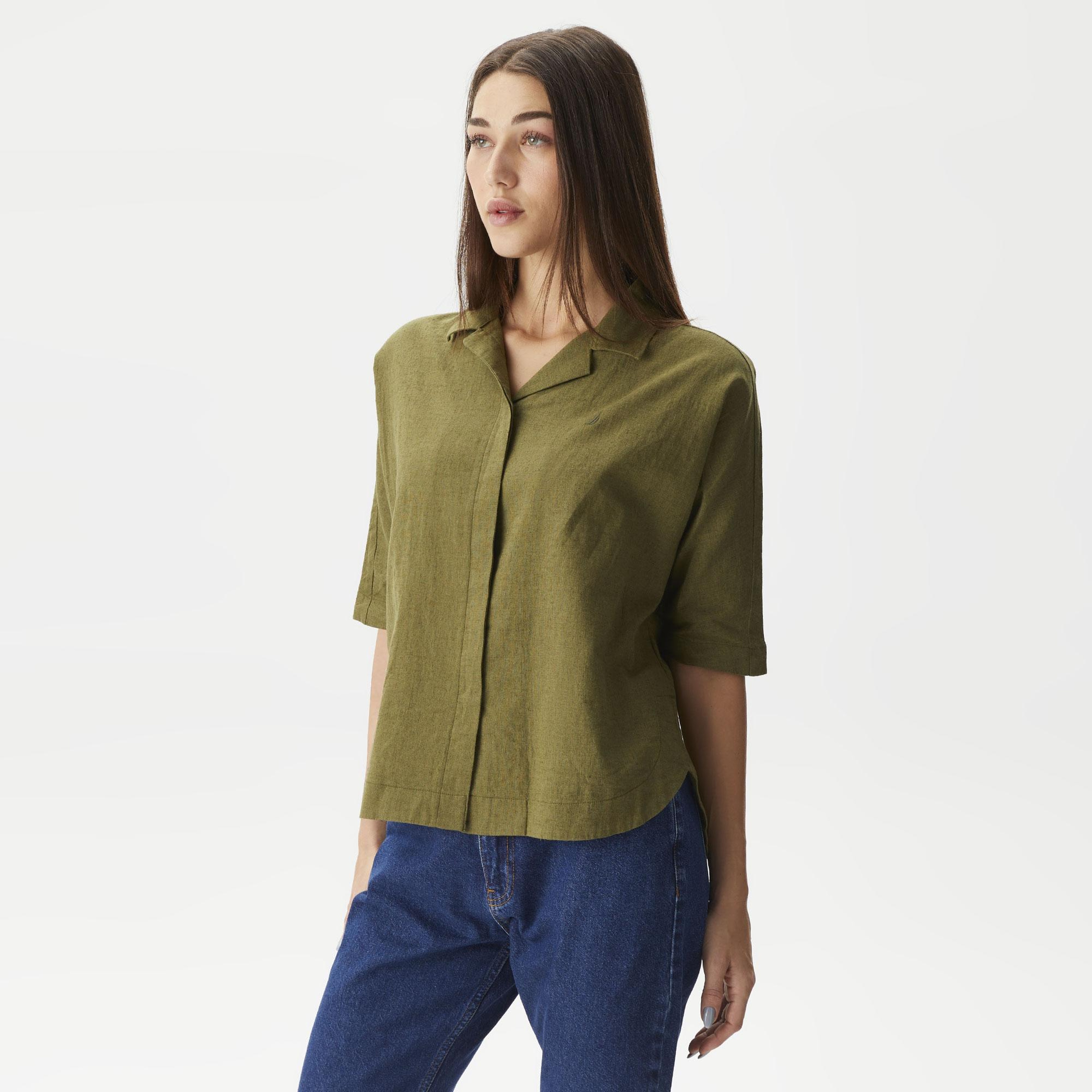 Nautica Kadın Yeşil Oversize Gömlek