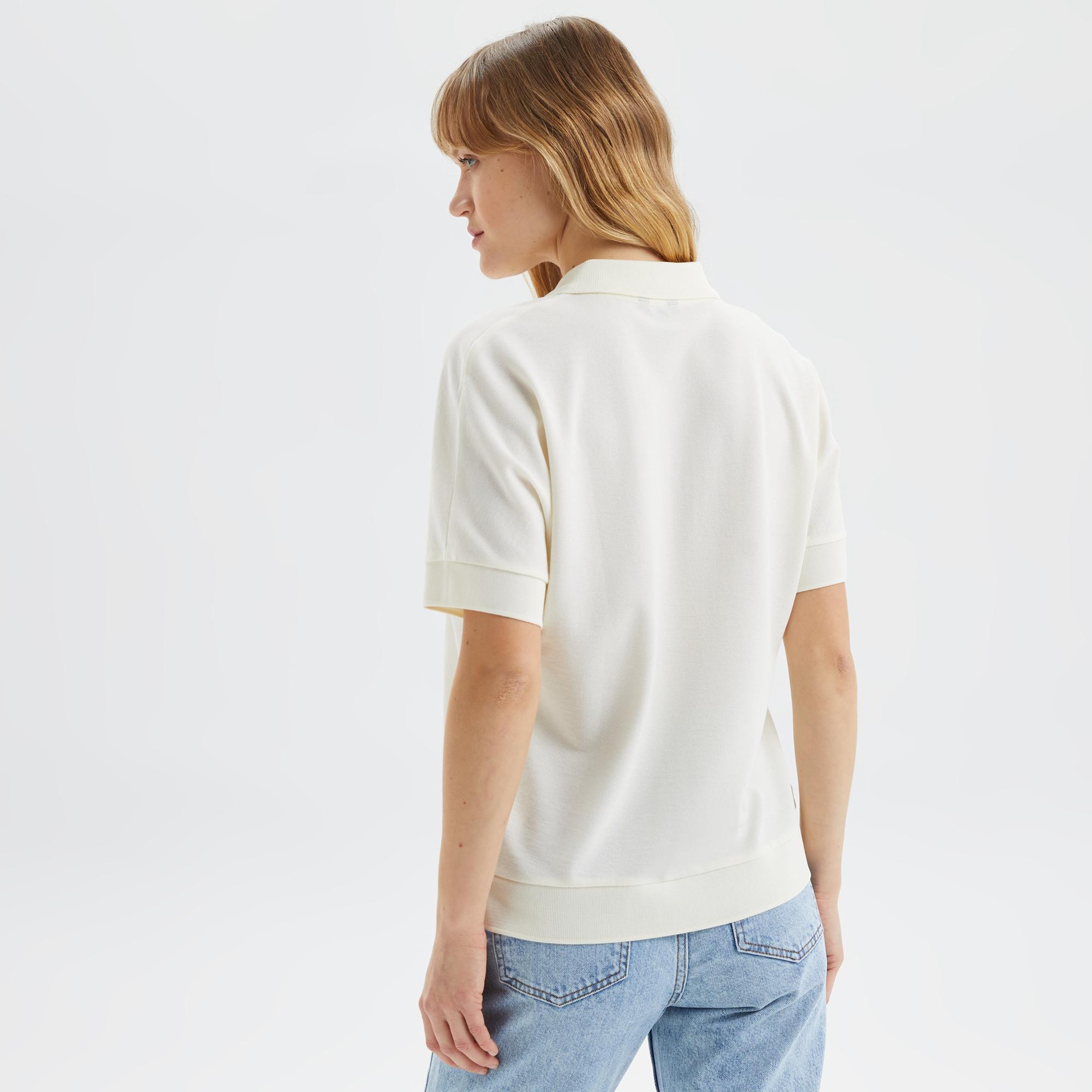 Nautica Kadın Krem Oversize Kısa Kollu Polo
