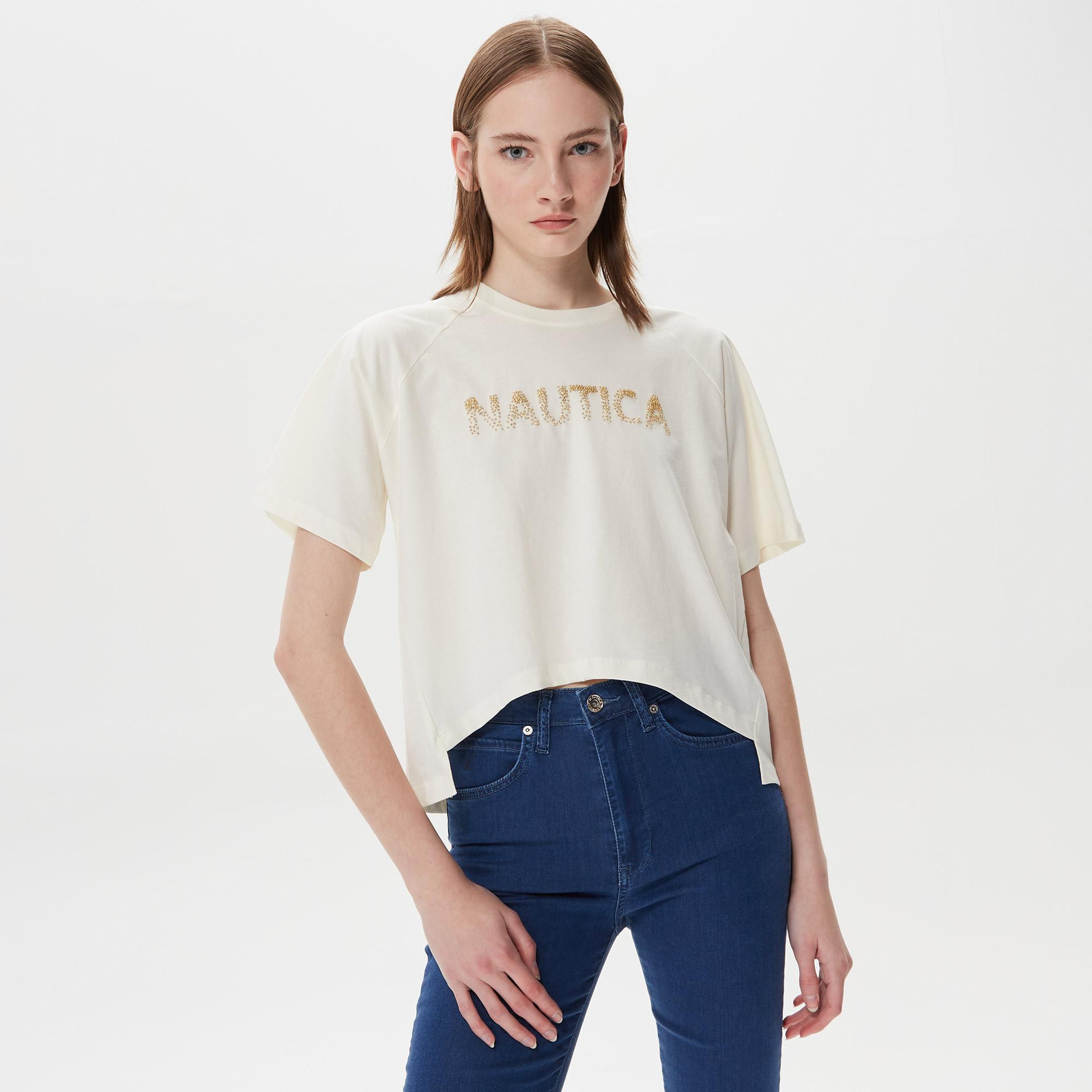 Nautica Kadın Krem T-Shirt