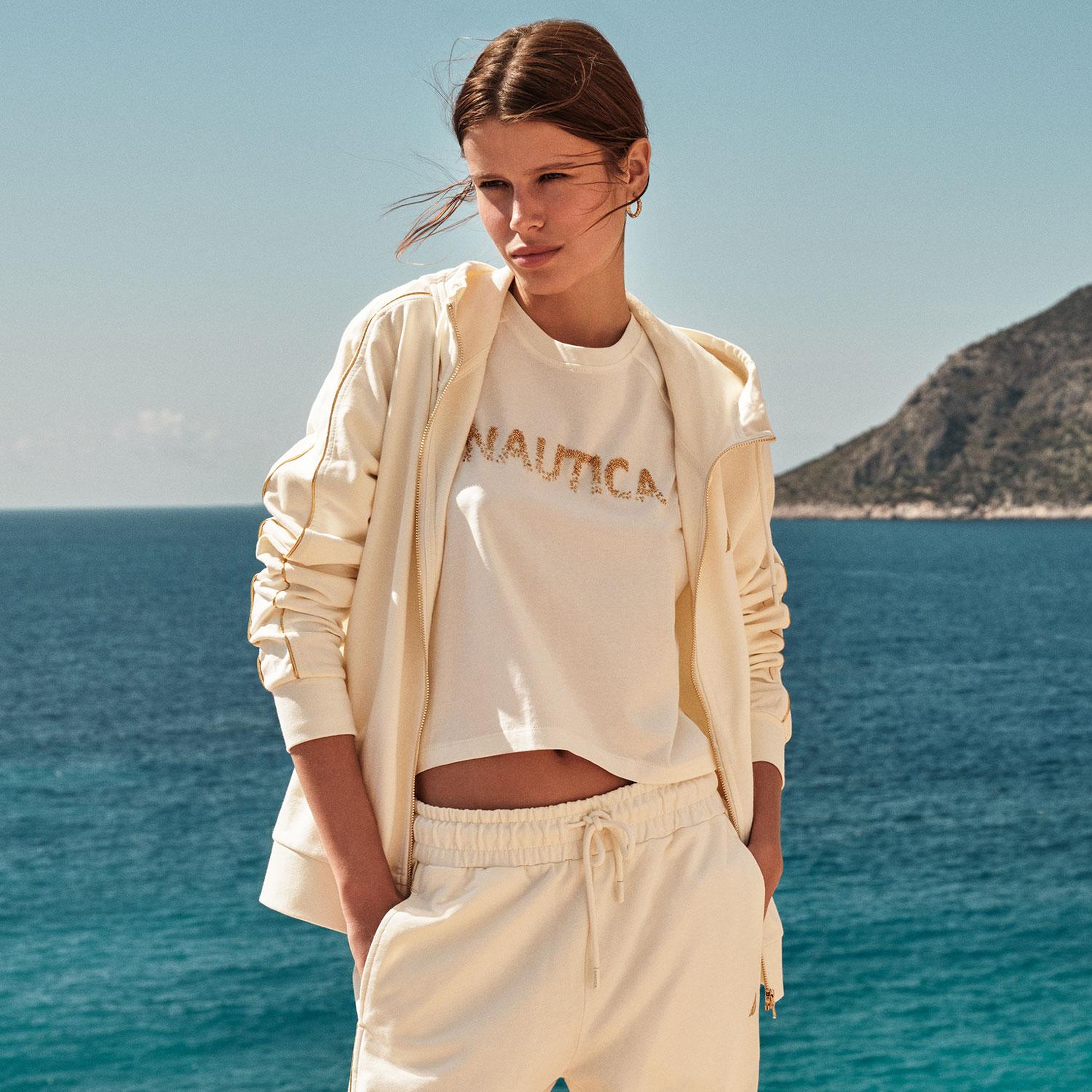 Nautica Kadın Krem T-Shirt