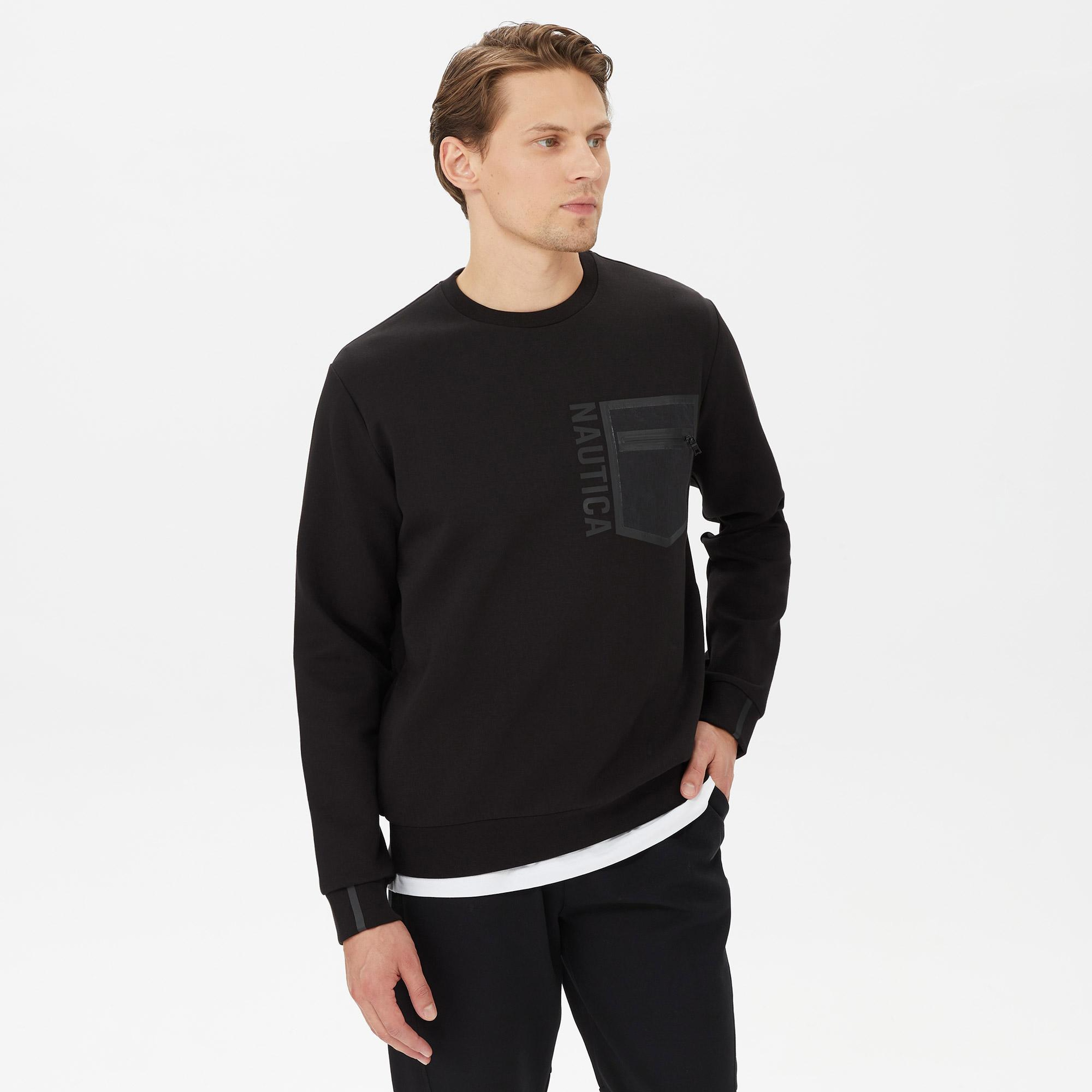 Nautica Erkek Siyah Standart Fit Sweatshirt