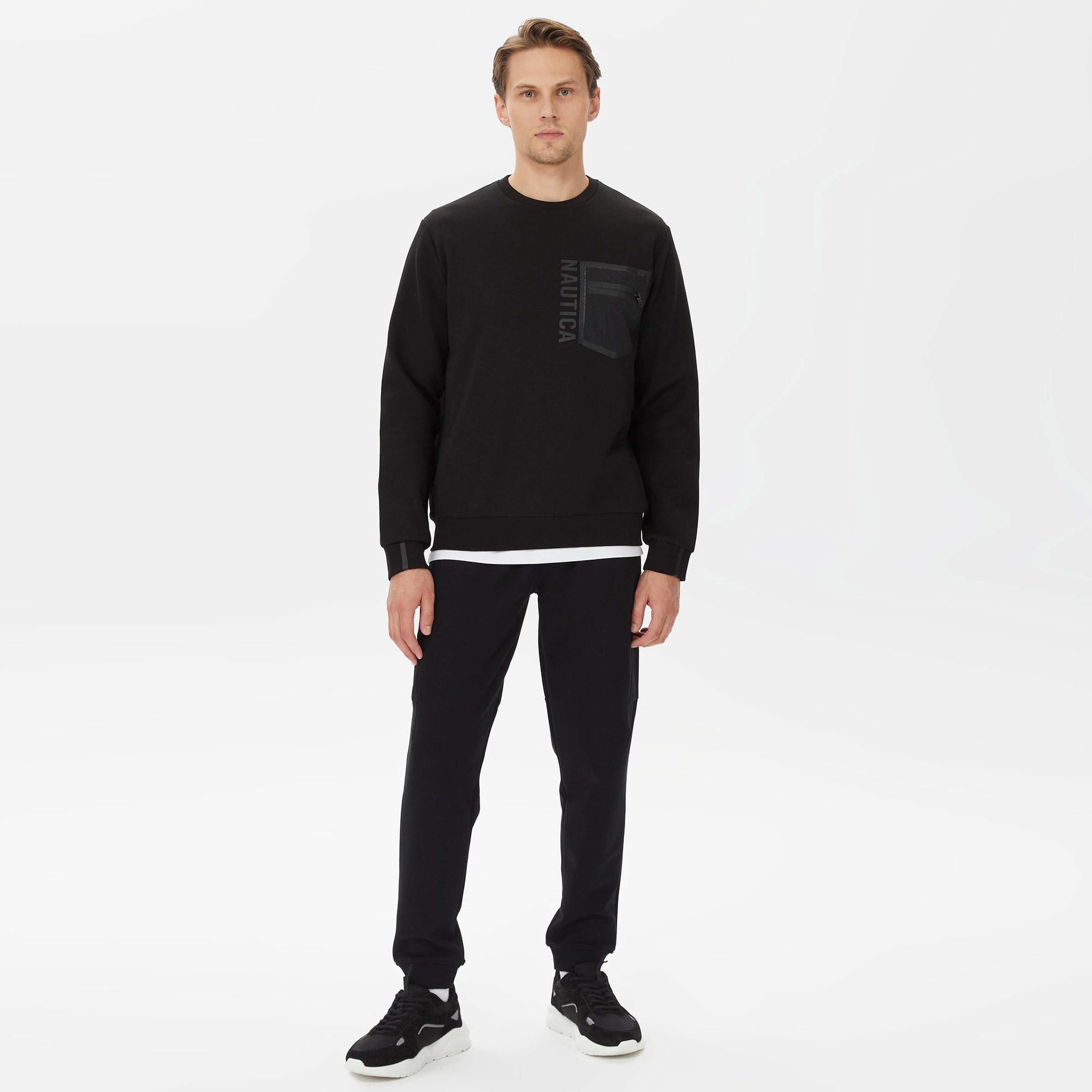 Nautica Erkek Siyah Standart Fit Sweatshirt