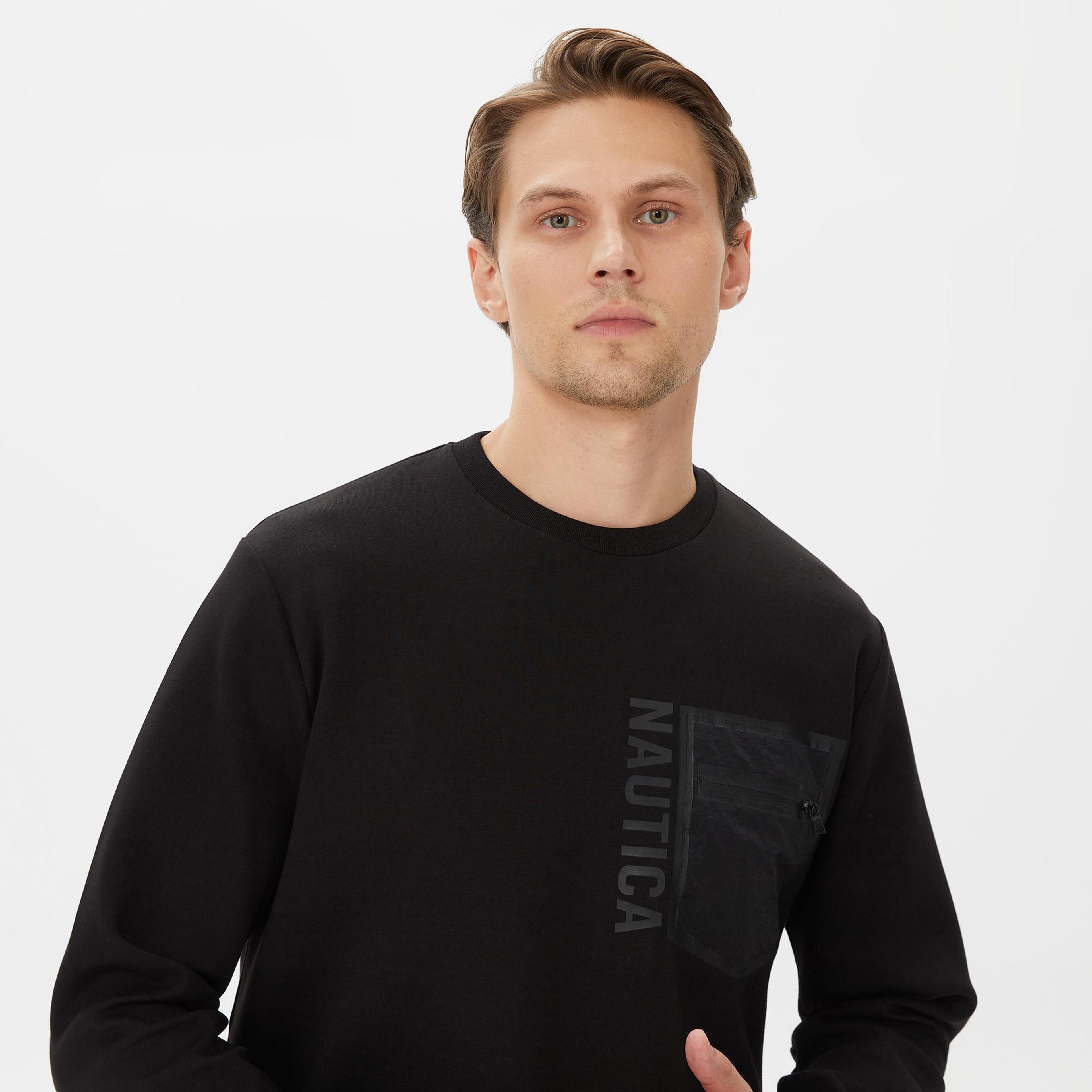 Nautica Erkek Siyah Standart Fit Sweatshirt