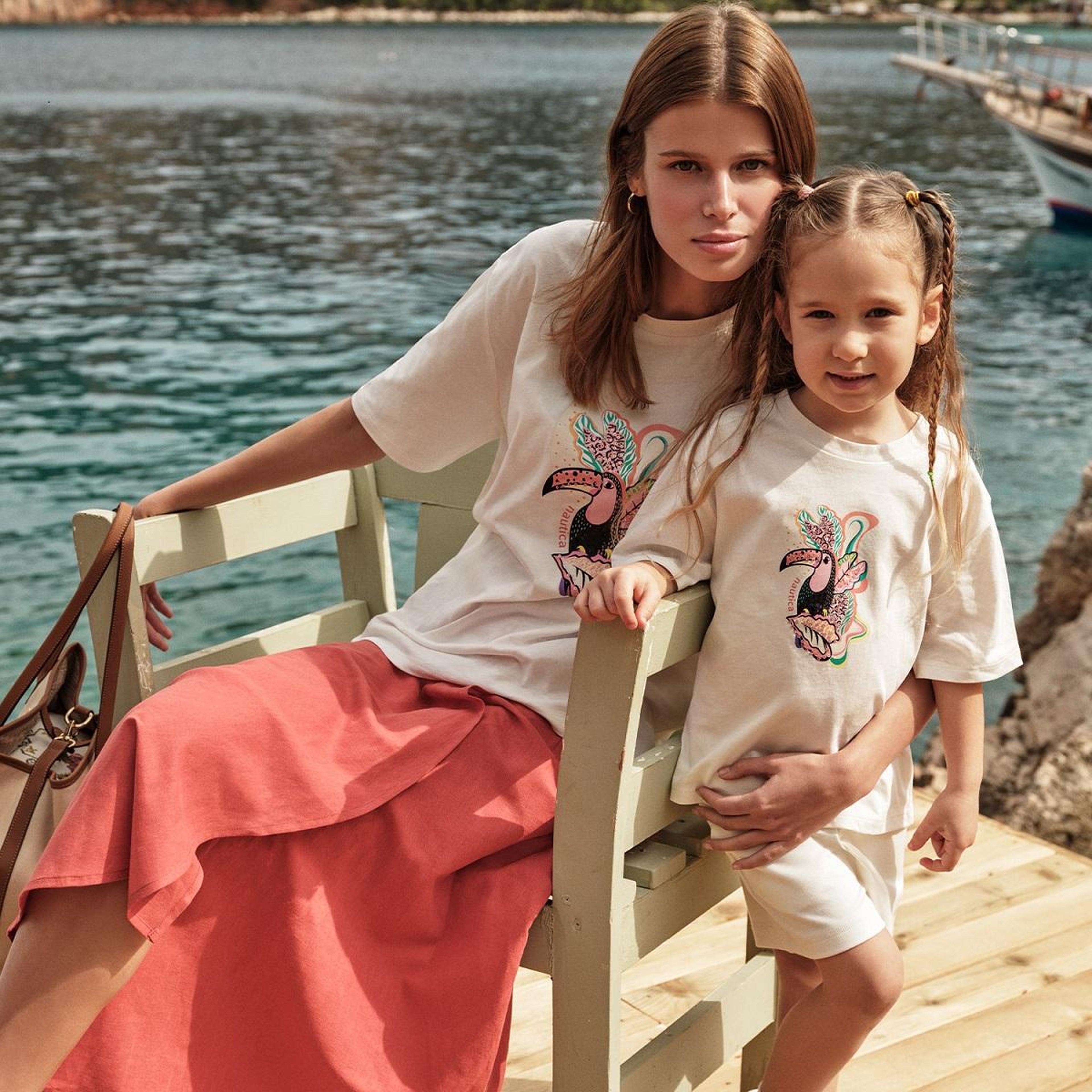 Nautica Kadın Krem Baskılı T-Shirt