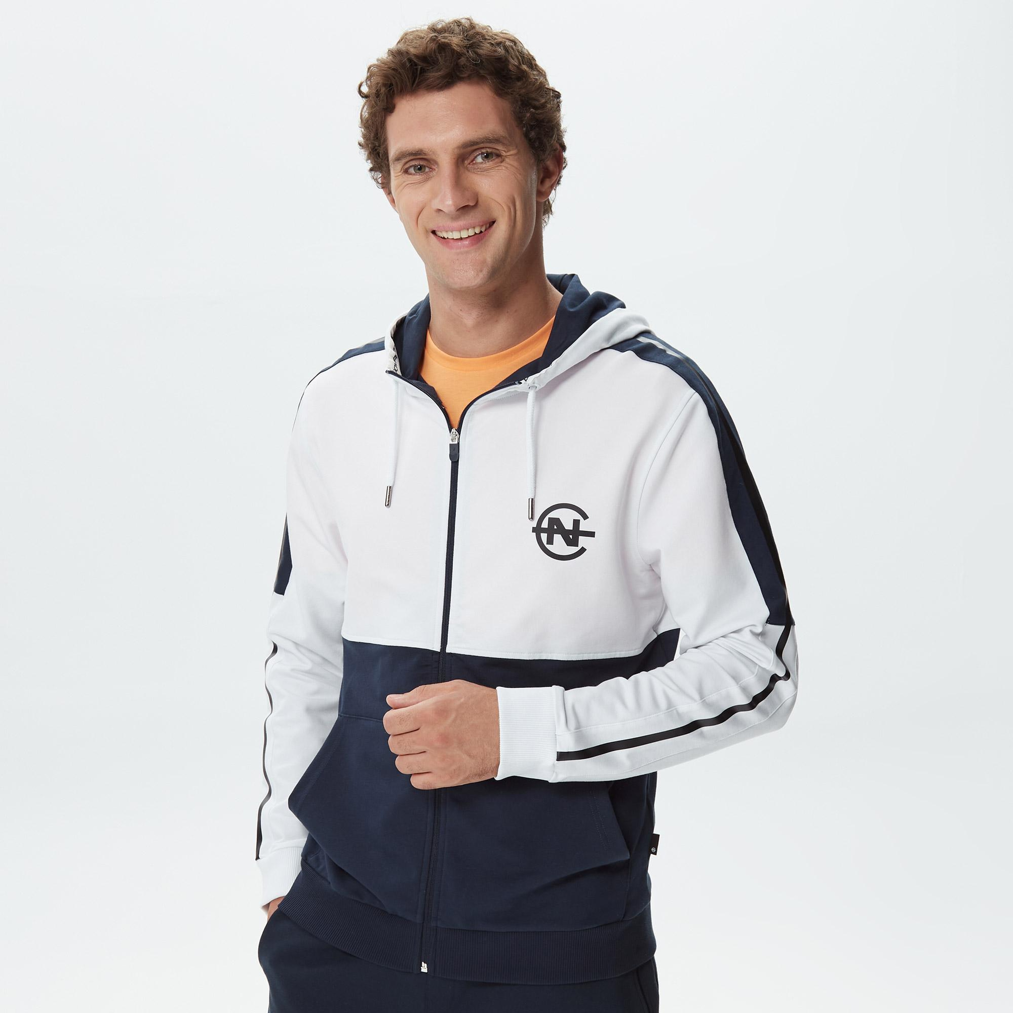 Nautica Erkek Beyaz Renk Bloklu Sweatshirt