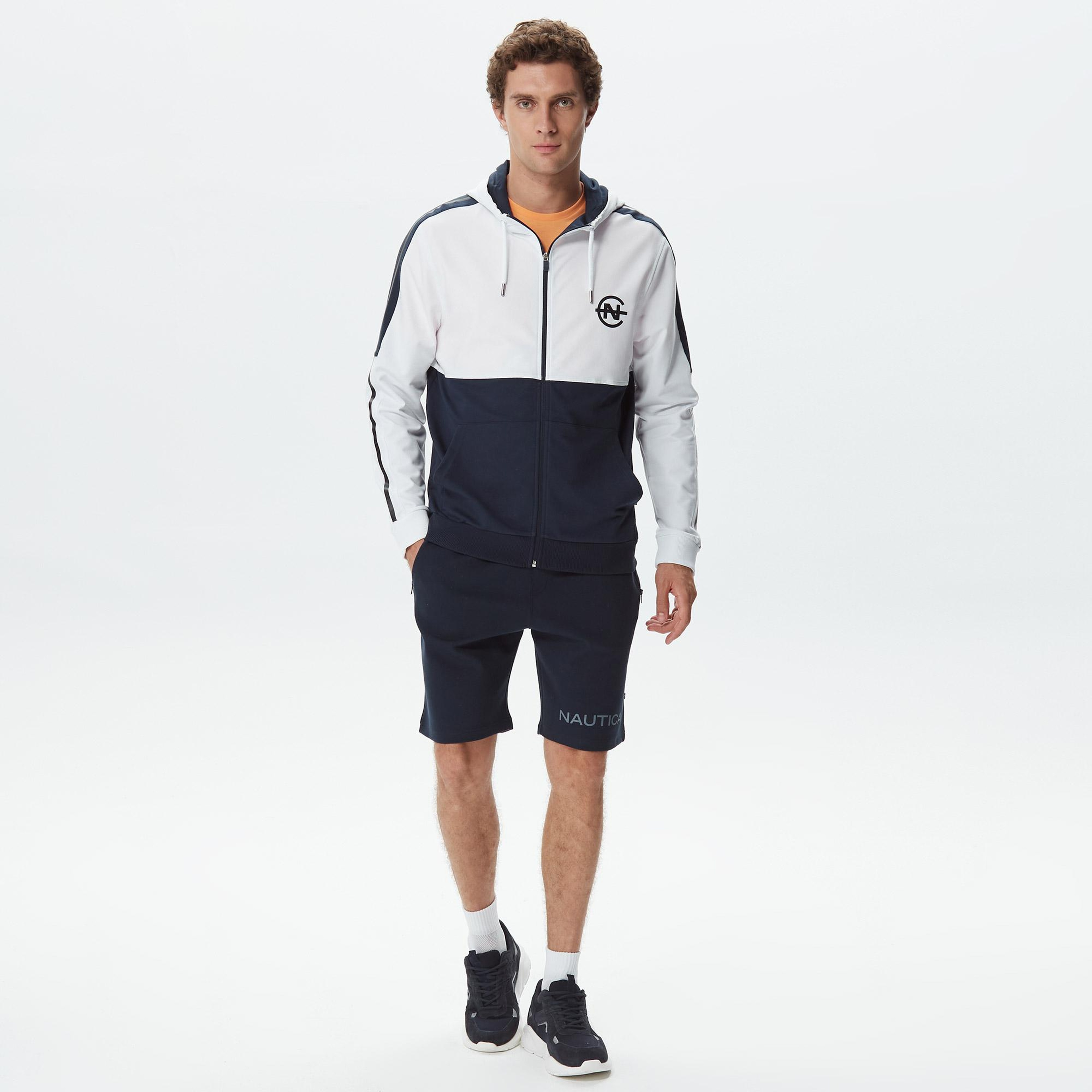 Nautica Erkek Beyaz Renk Bloklu Sweatshirt