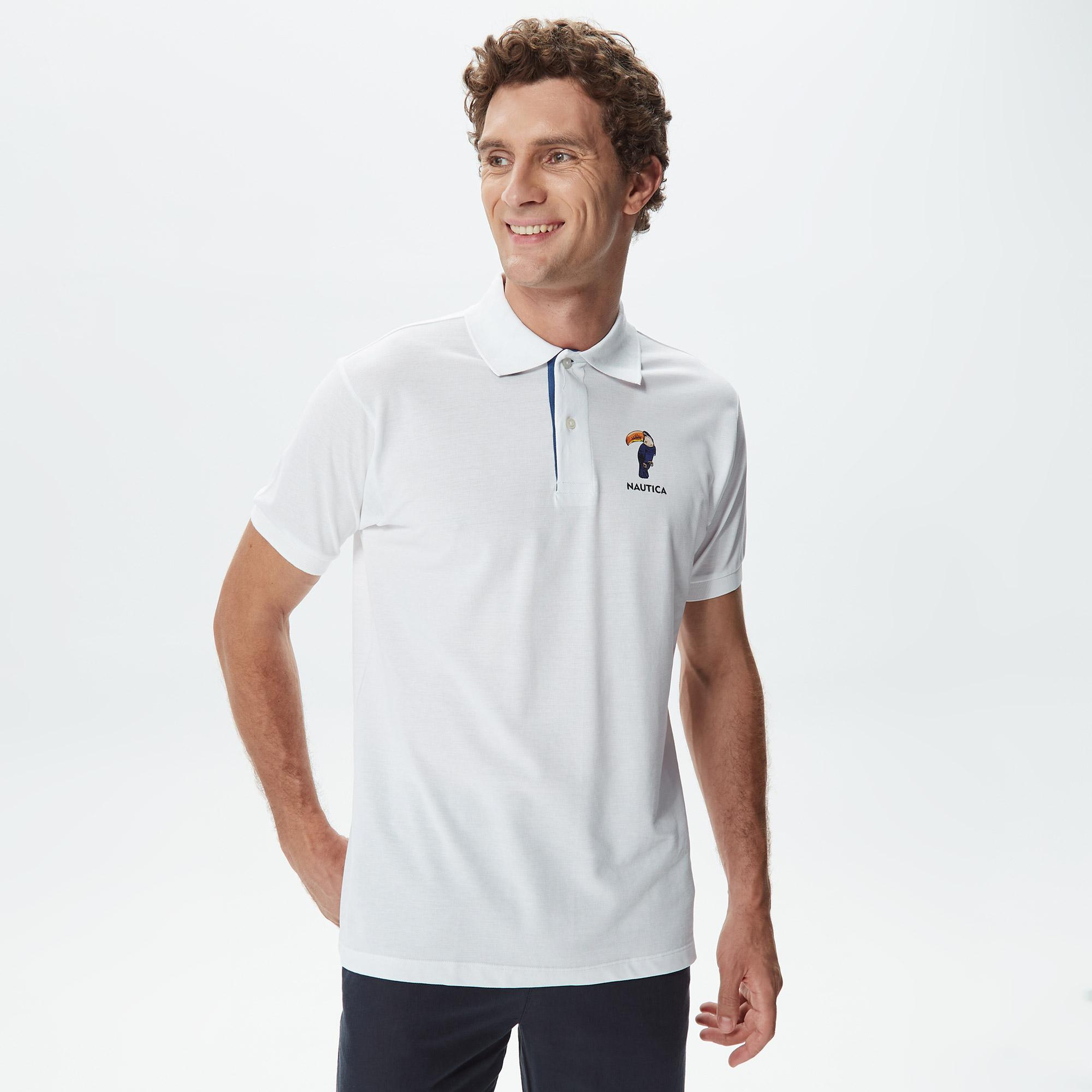 Nautica Erkek Beyaz Classic Fit Kısa Kollu Polo