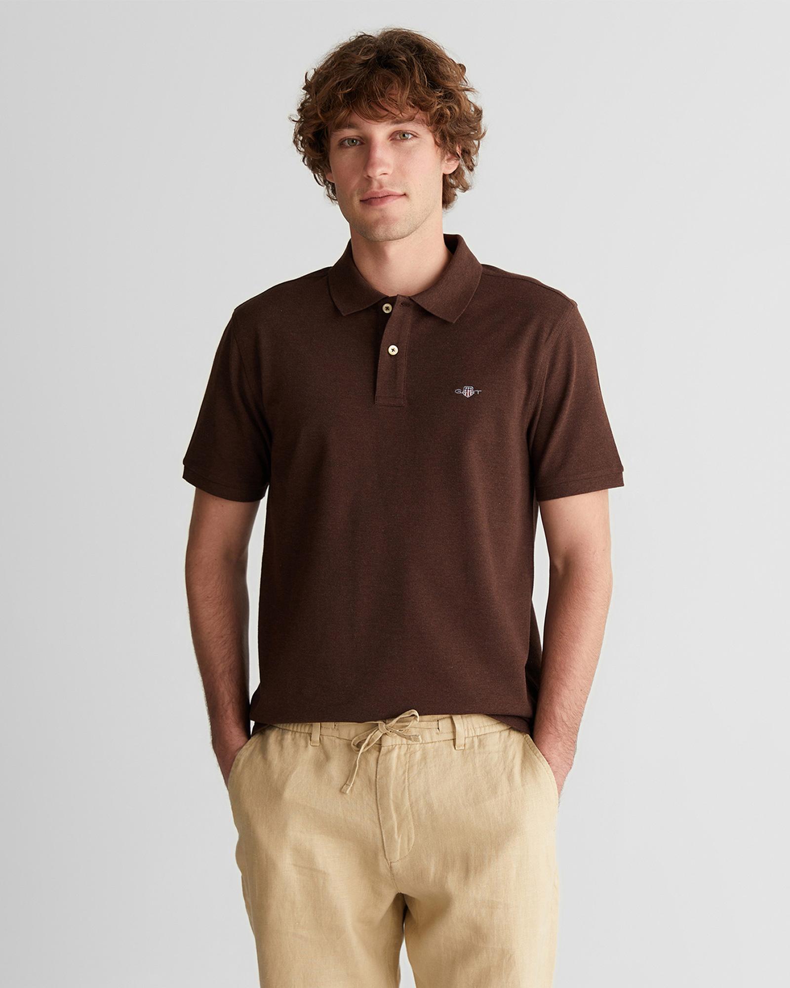 GANT Erkek Krem Regular Fit Logolu Polo Yaka T-Shirt