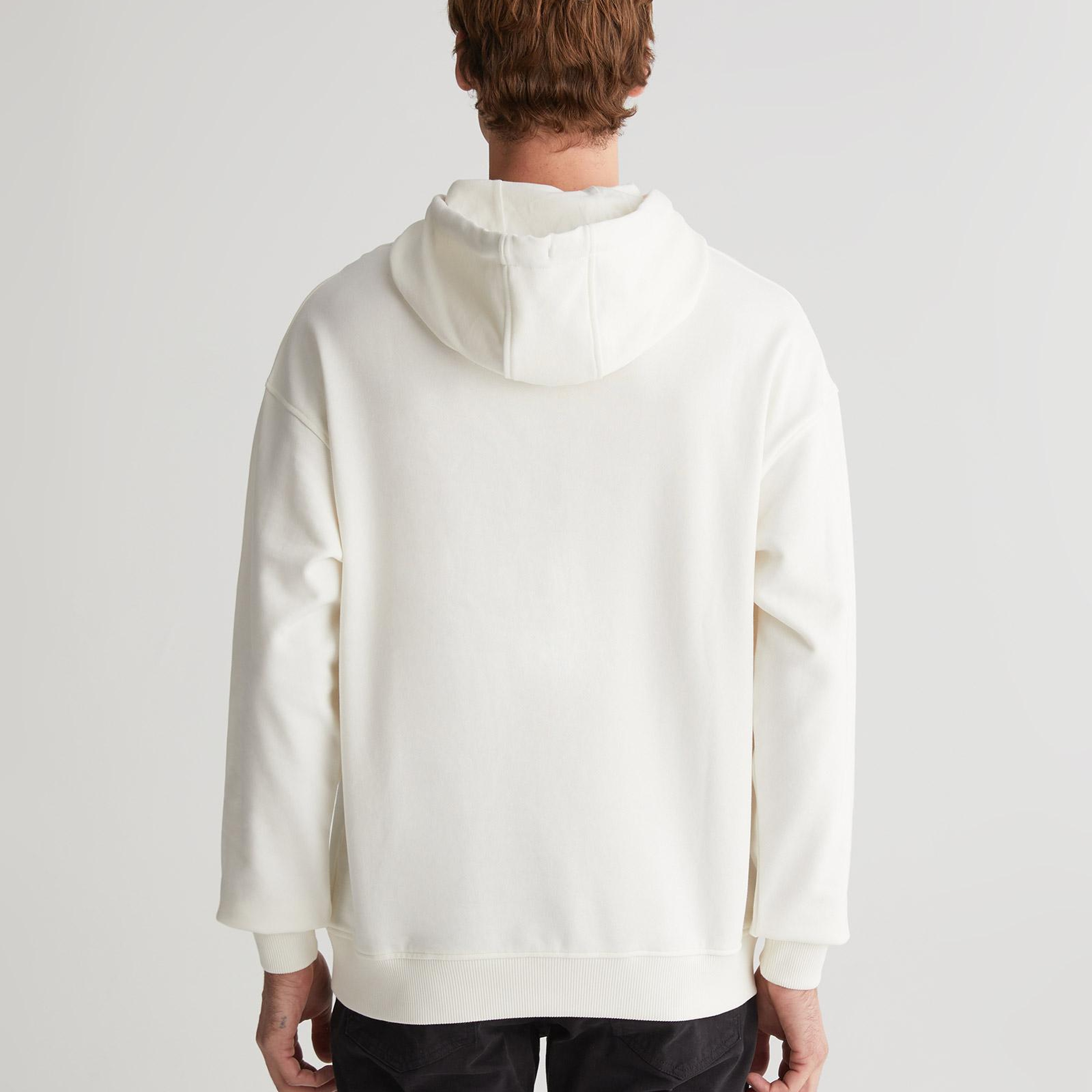 GANT Erkek Krem Regular Fit Kapüşonlu Logolu Sweatshirt