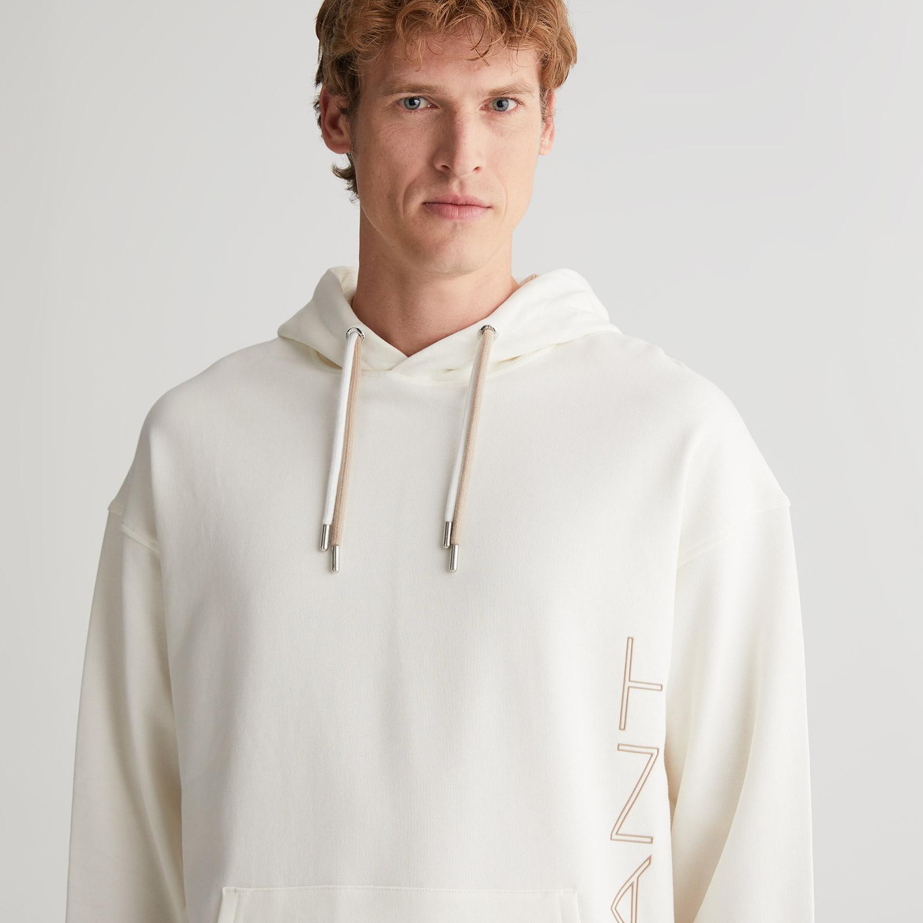 GANT Erkek Krem Regular Fit Kapüşonlu Logolu Sweatshirt