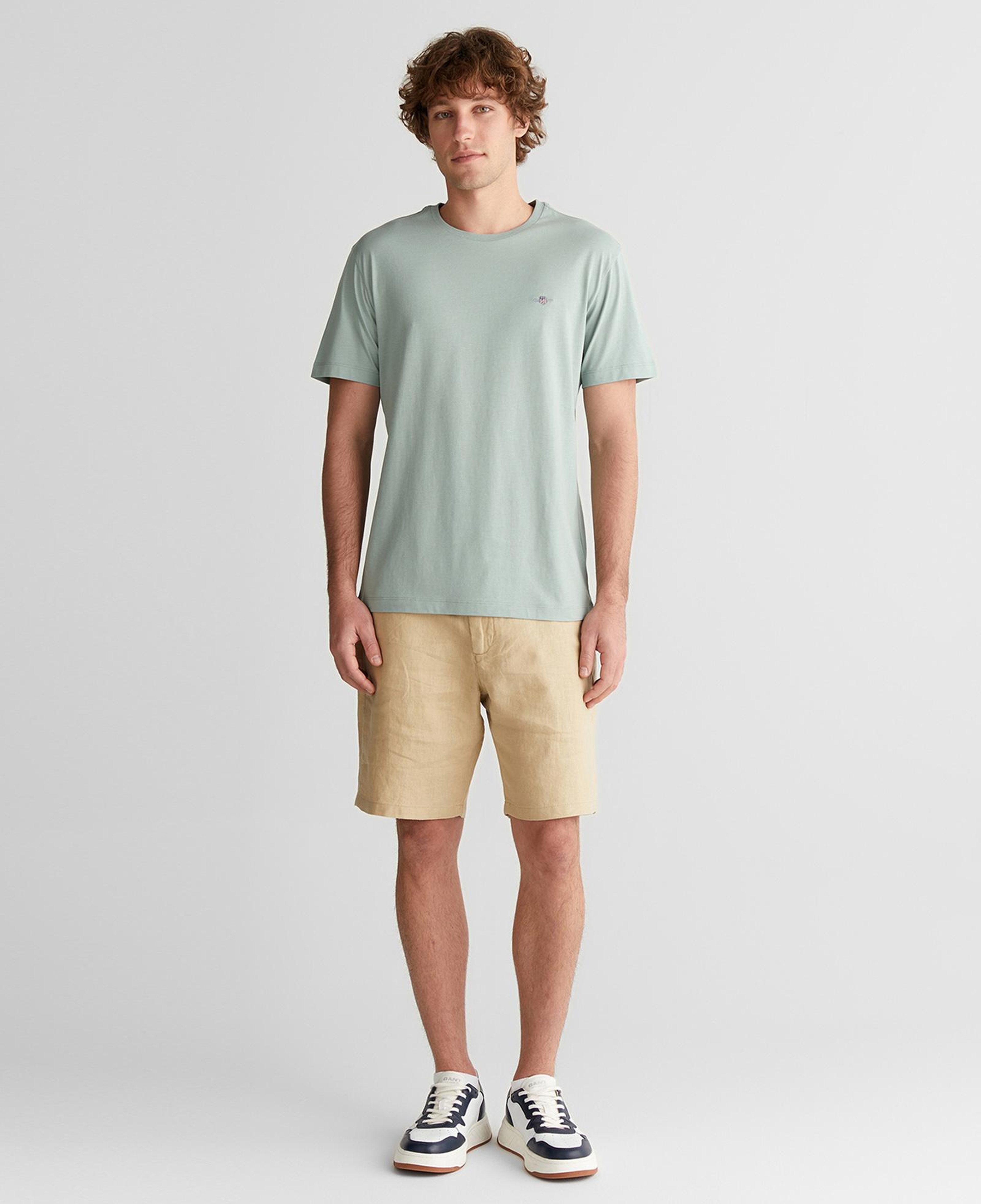 GANT Erkek Yeşil Bisiklet Yaka Regular Fit Logolu T-Shirt