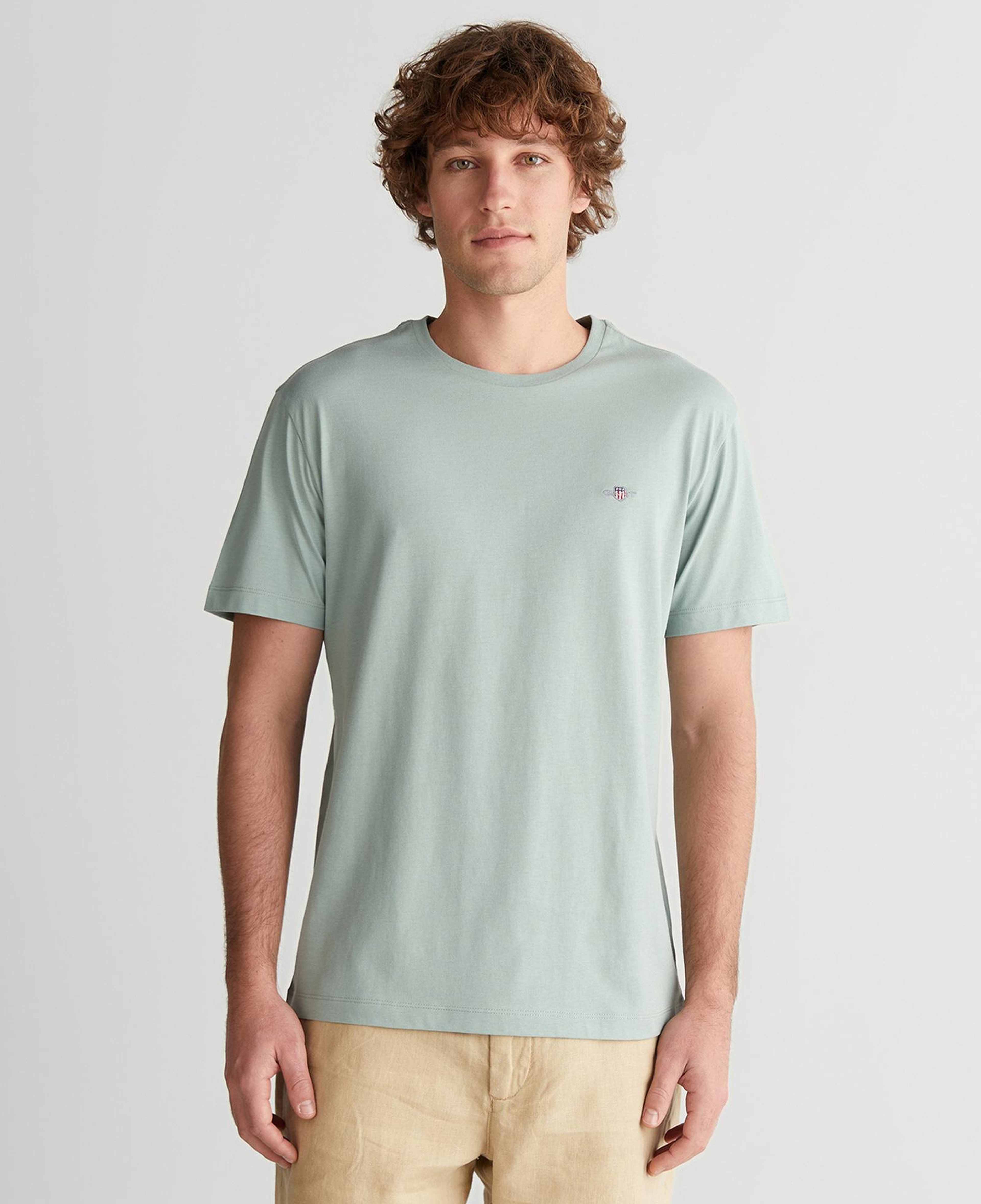 GANT Erkek Yeşil Bisiklet Yaka Regular Fit Logolu T-Shirt