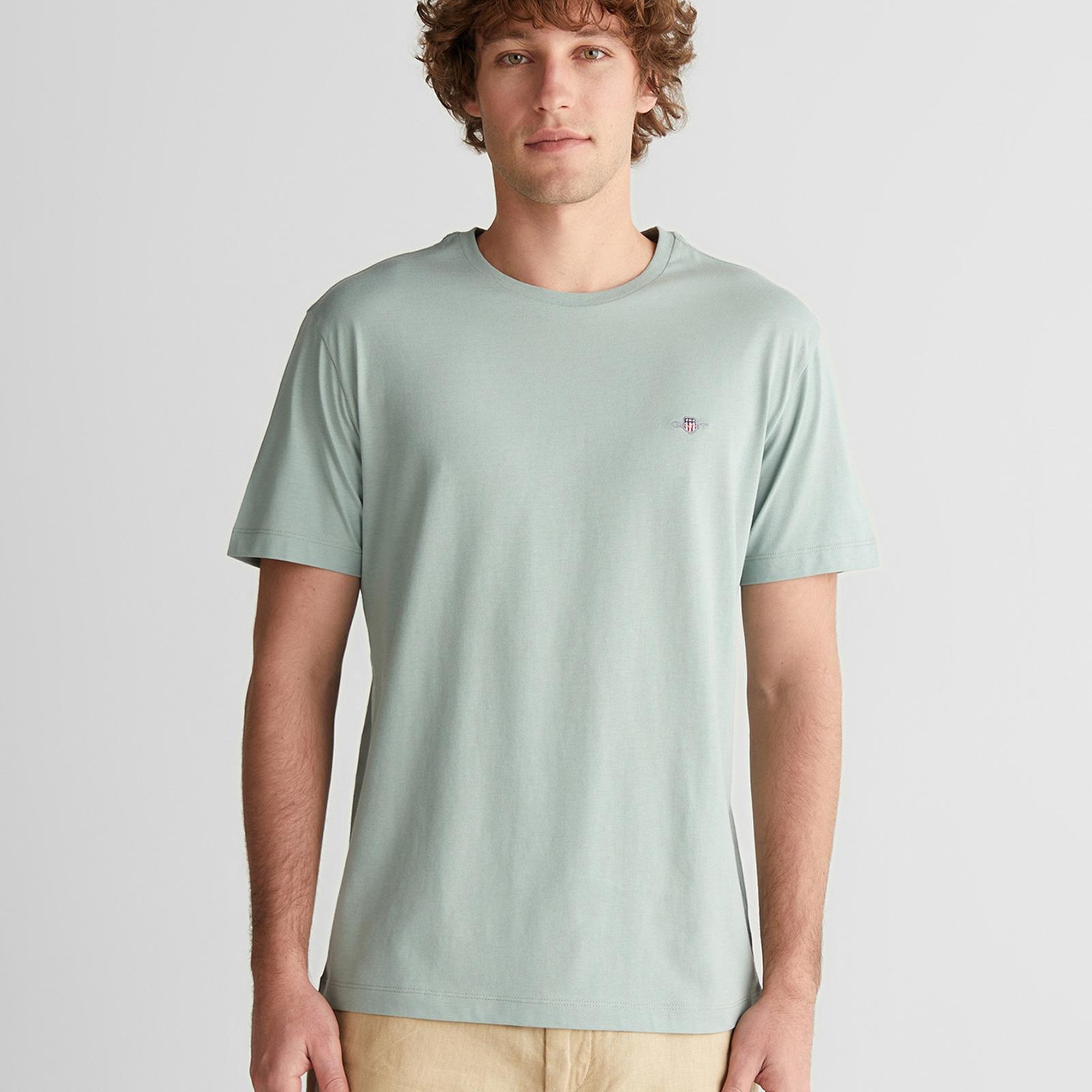 GANT Erkek Yeşil Bisiklet Yaka Regular Fit Logolu T-Shirt