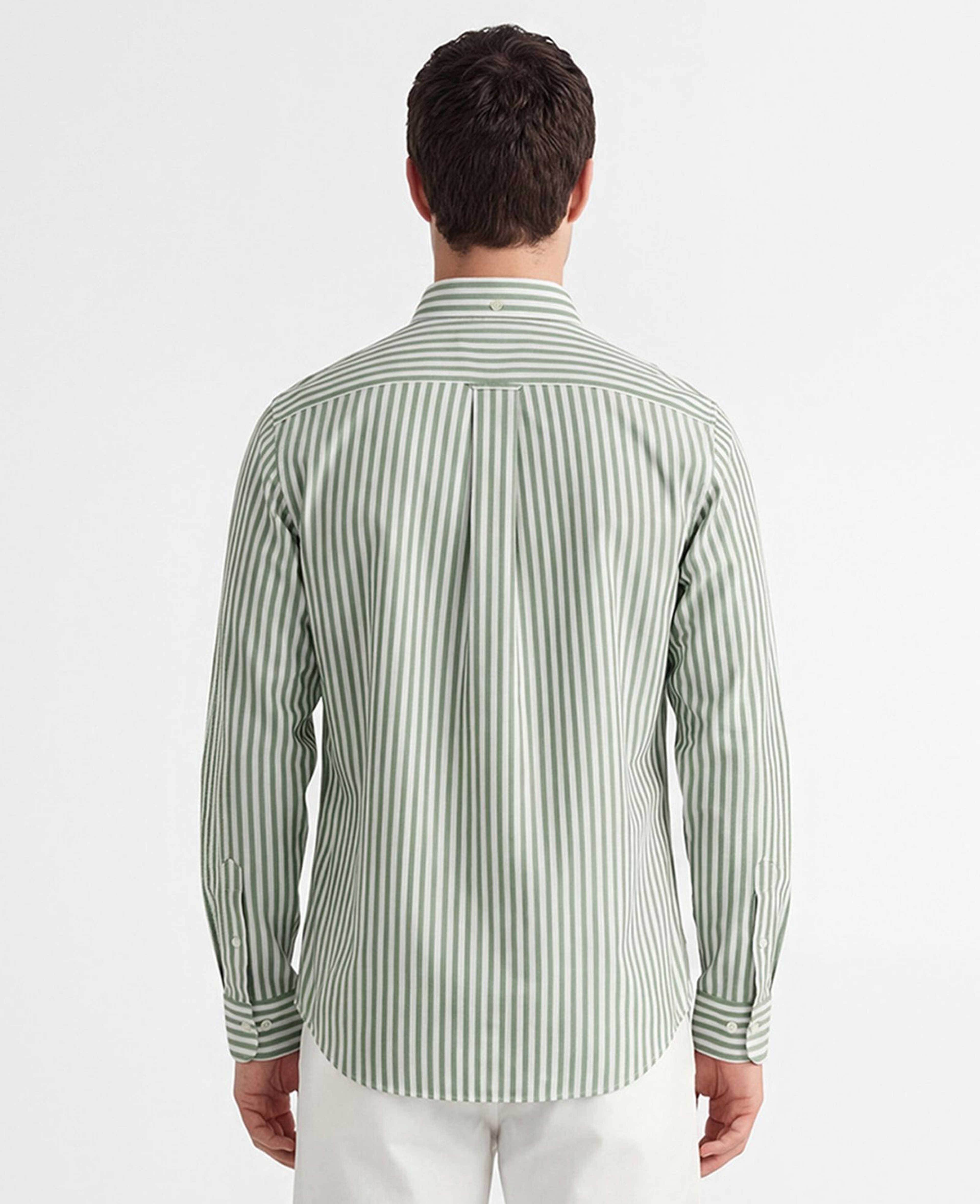 GANT Erkek Yeşil Regular Fit Çizgili Logolu Gömlek