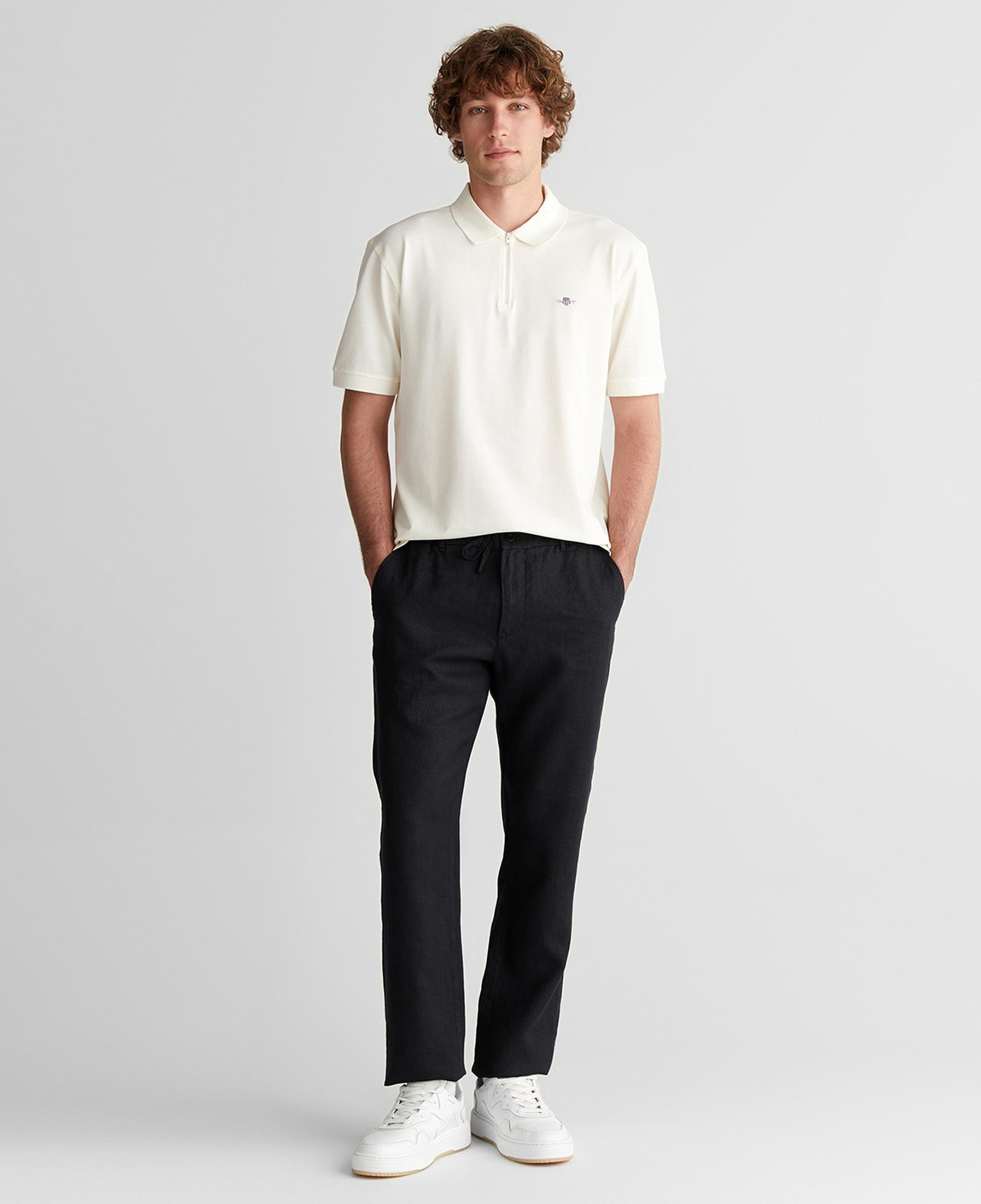 GANT Erkek Beyaz Regular Fit Yarım Fermuarlı Logolu Polo Yaka T-Shirt