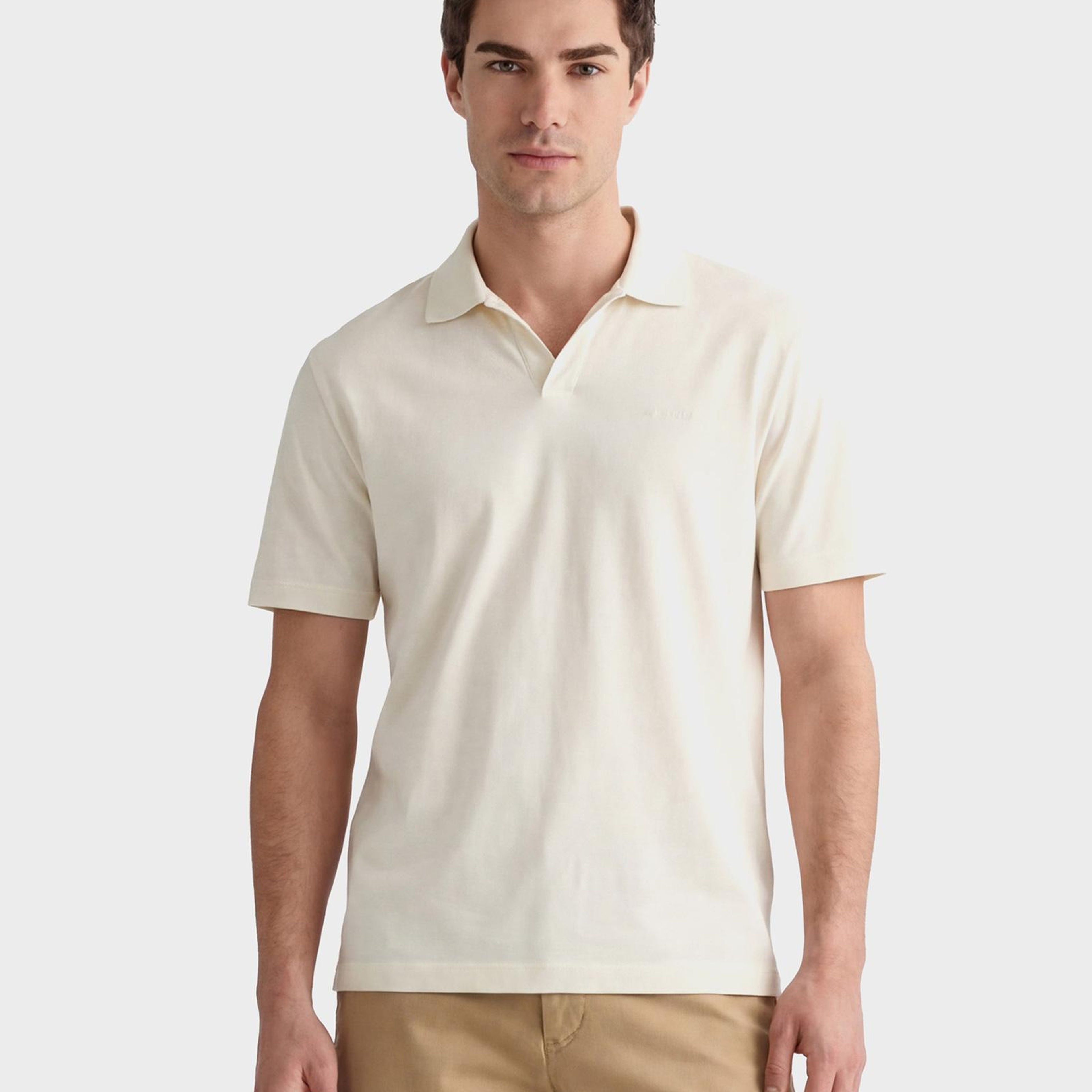 GANT Erkek Krem Regular Fit Polo Yaka T-Shirt