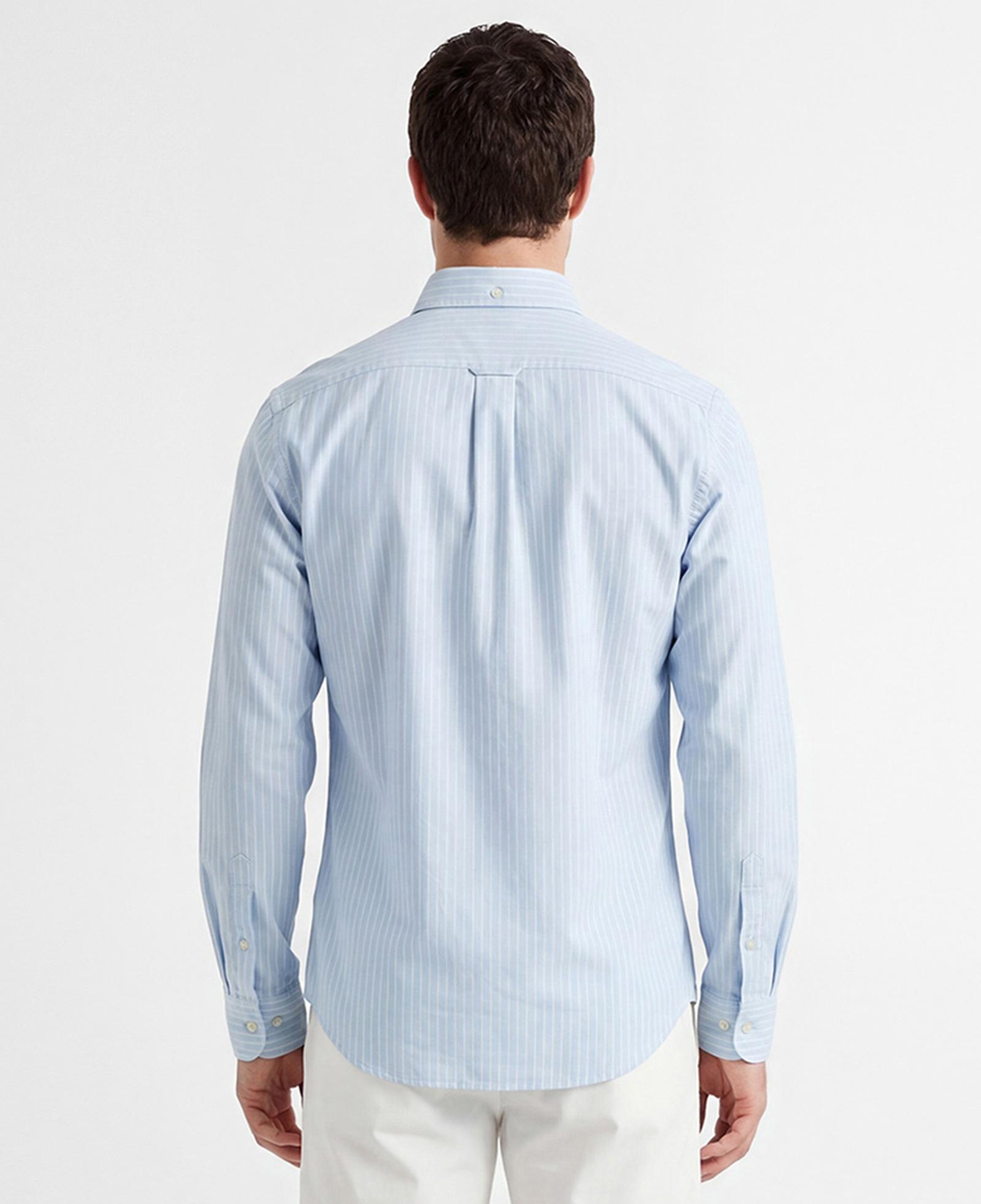 GANT Erkek Mavi Slim Fit Çizgili Logolu Gömlek