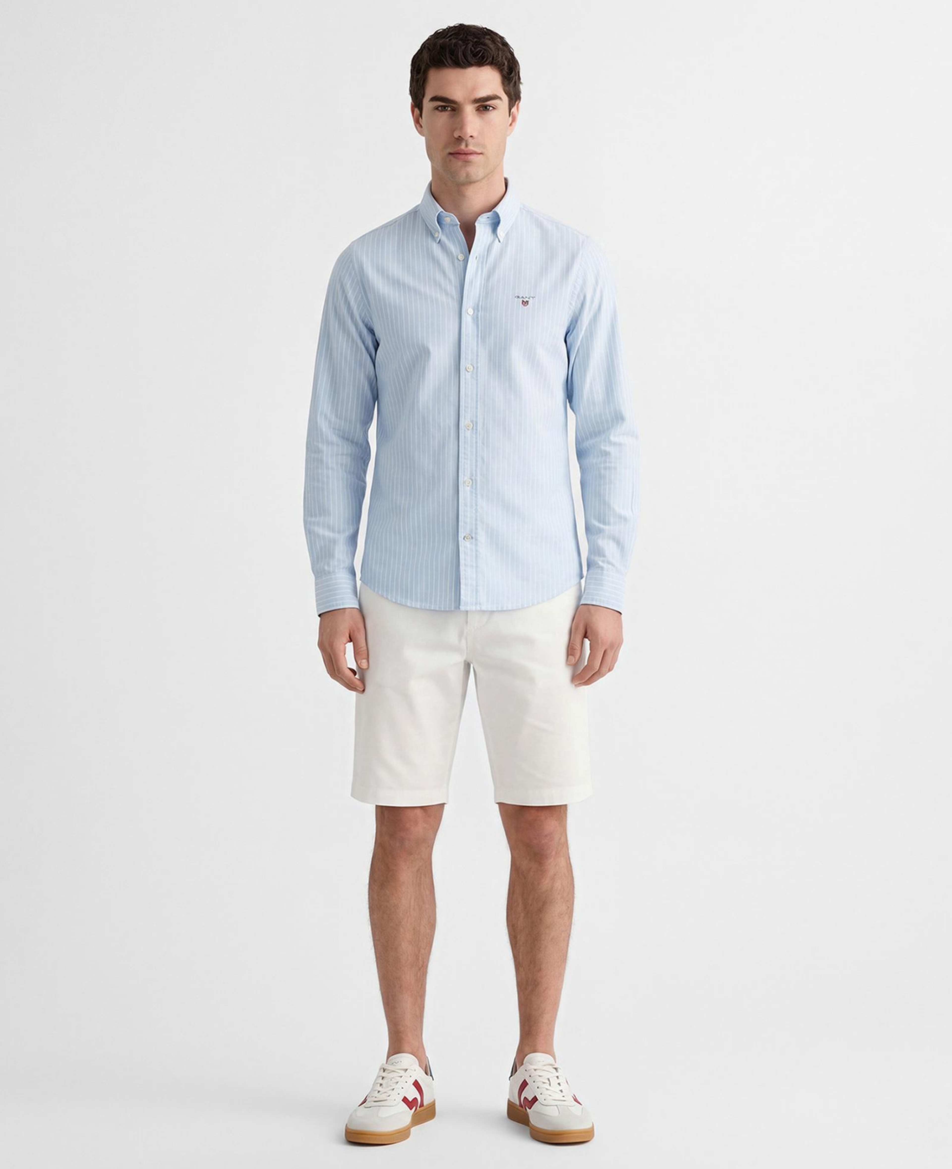 GANT Erkek Mavi Slim Fit Çizgili Logolu Gömlek