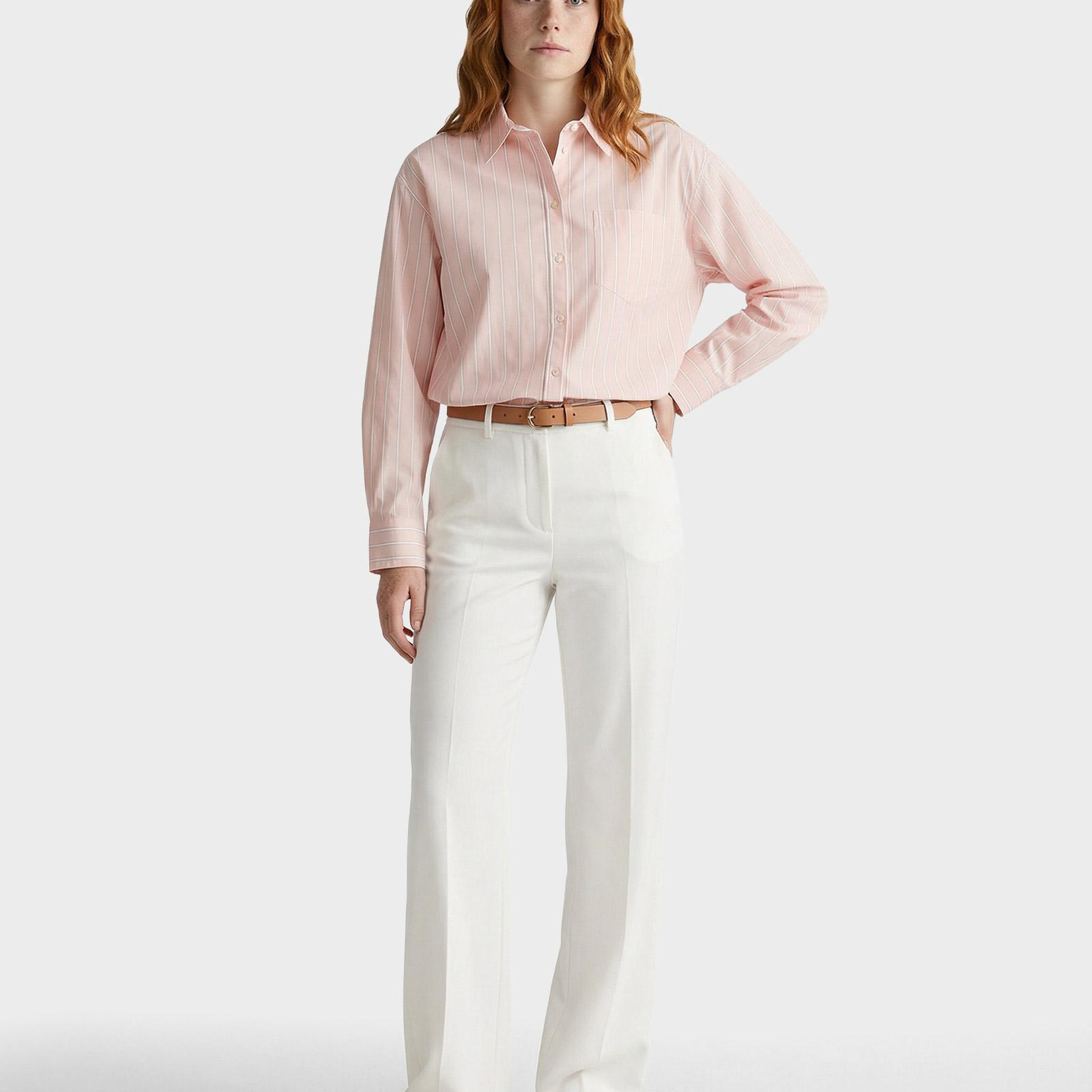 GANT Kadın Pembe Relaxed Fit Çizgili Gömlek