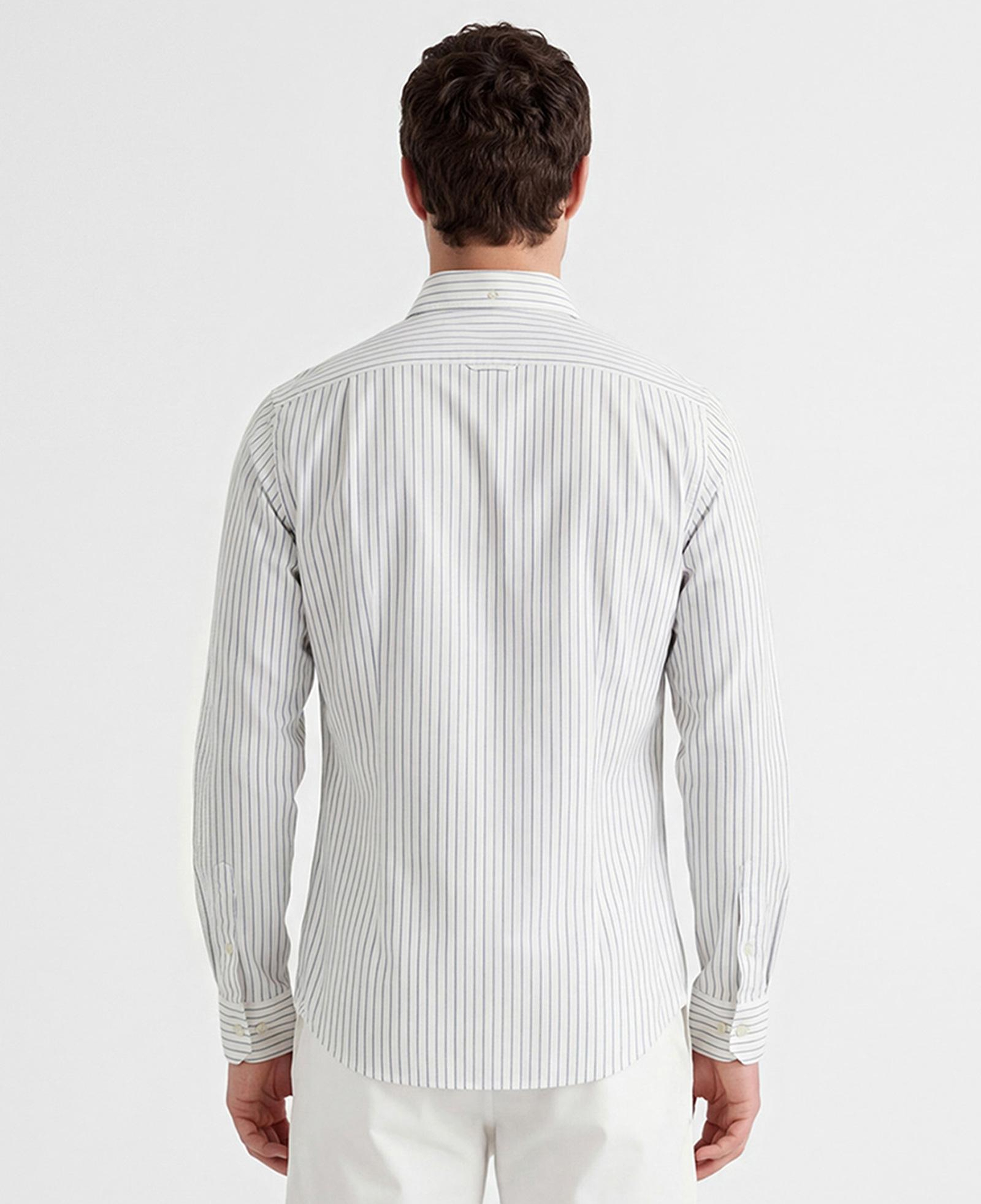 GANT Erkek Beyaz Slim Fit Çizgili Logolu Gömlek