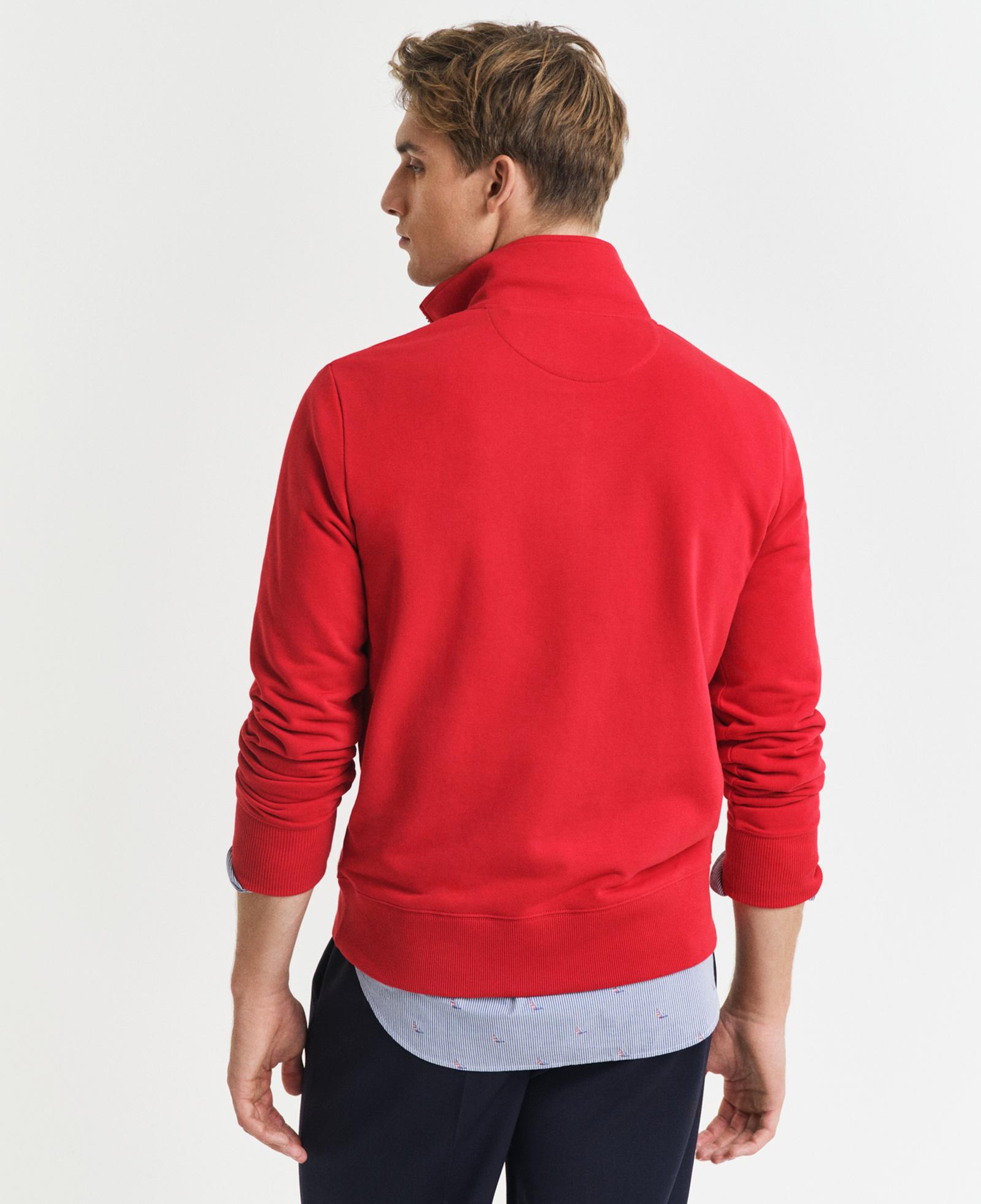 GANT Erkek Kırmızı Regular Fit Yarım Fermuarlı Logolu Sweatshirt