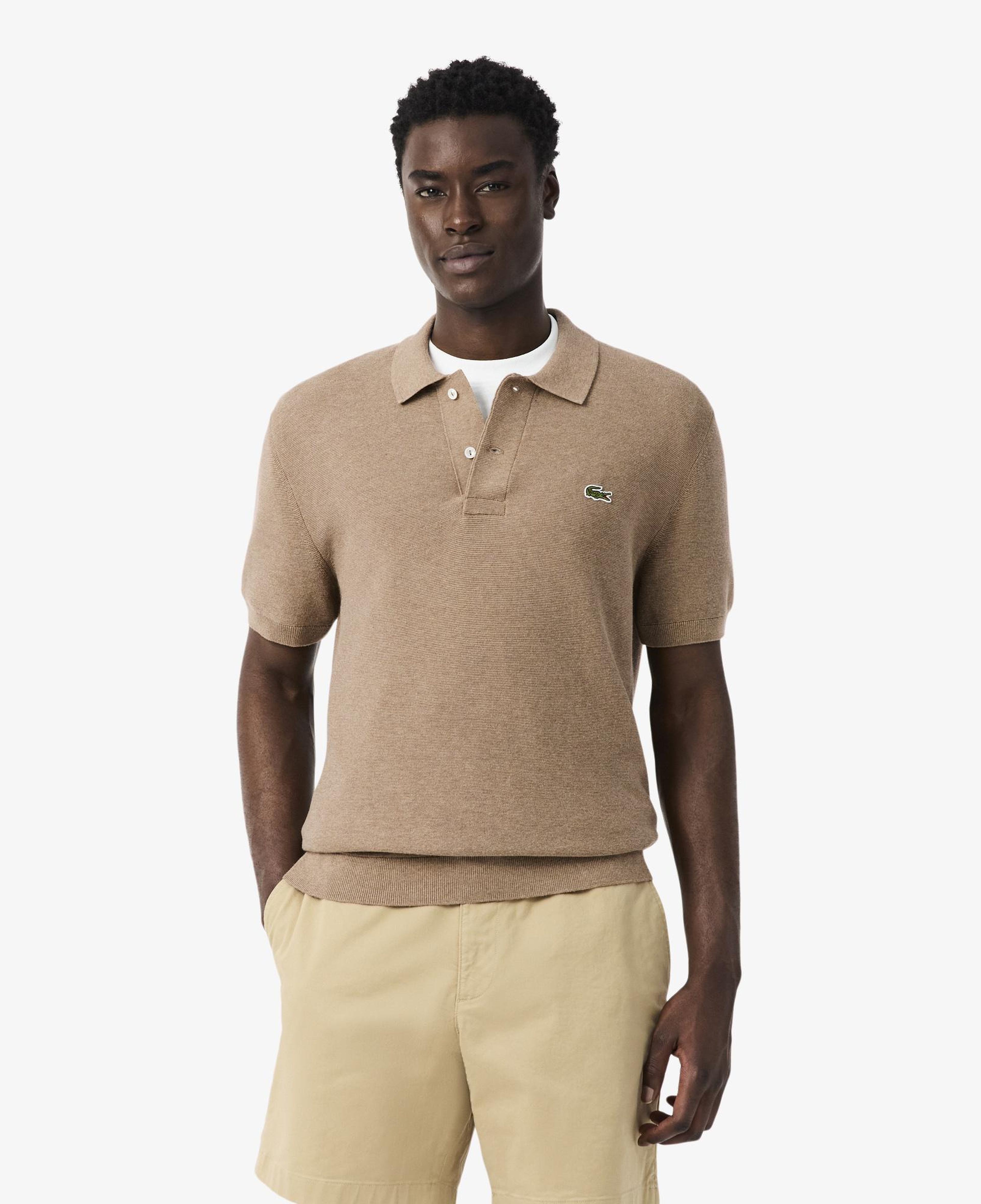 Erkek Classic Fit Kısa Kollu Polo Yaka Açık Kahverengi Triko