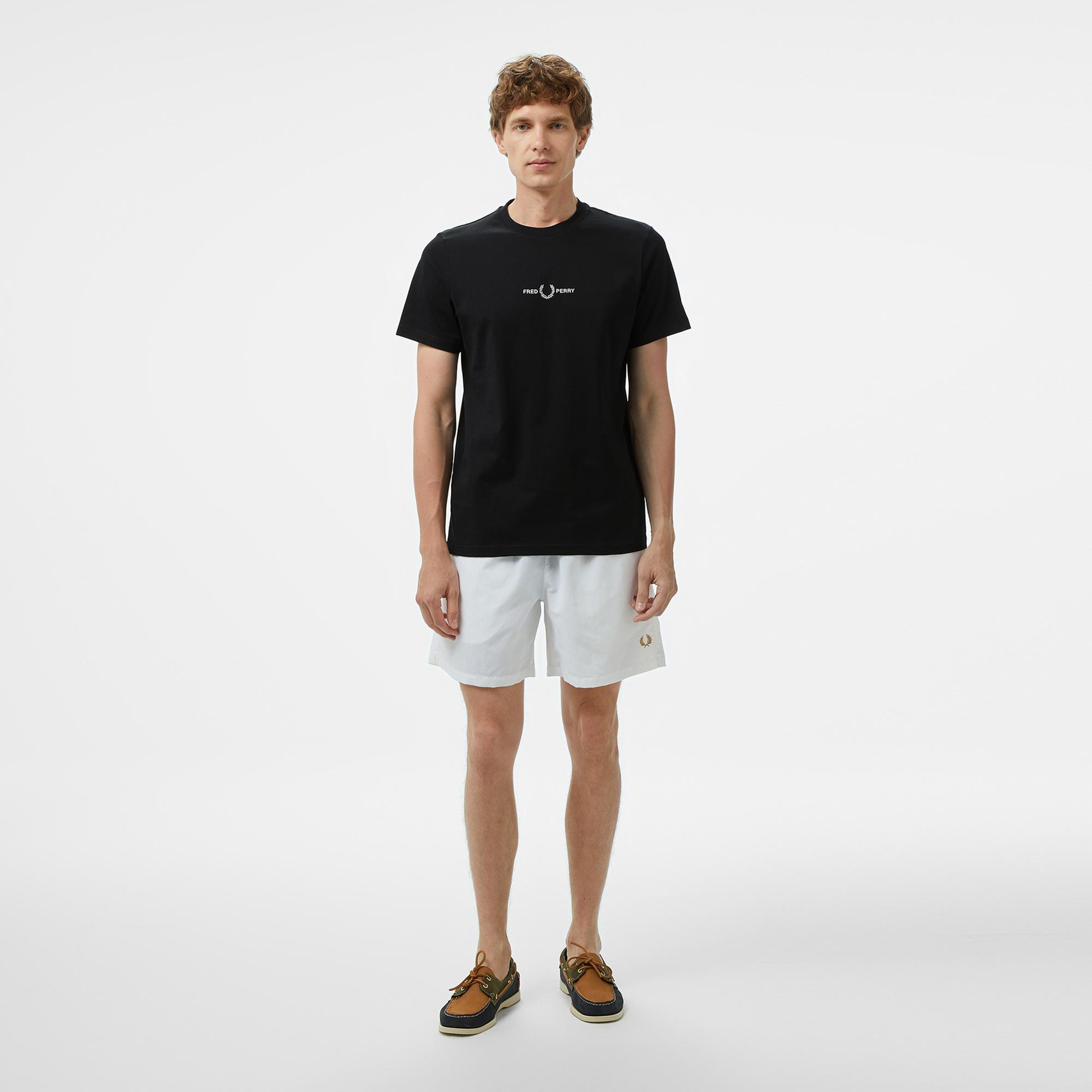 Fred Perry Embroidered Erkek Siyah T-Shirt