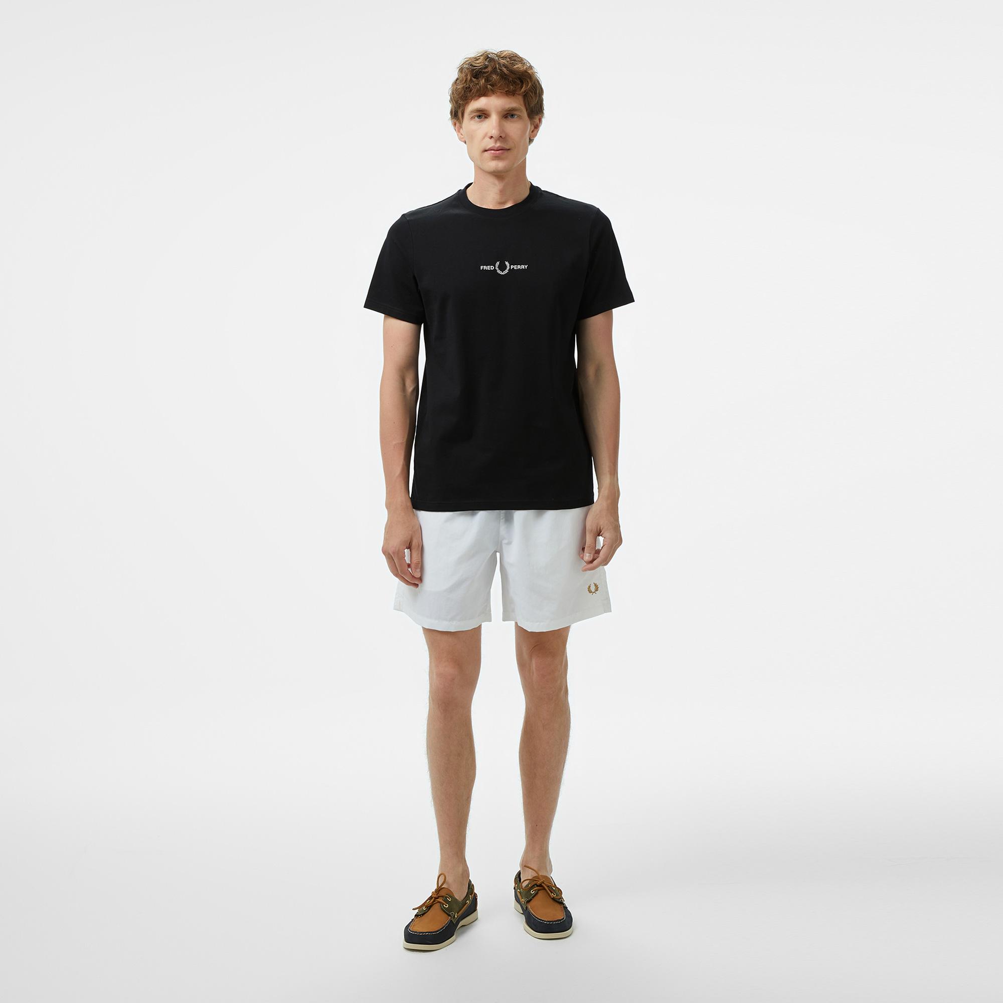 Fred Perry Embroidered Erkek Siyah T-Shirt