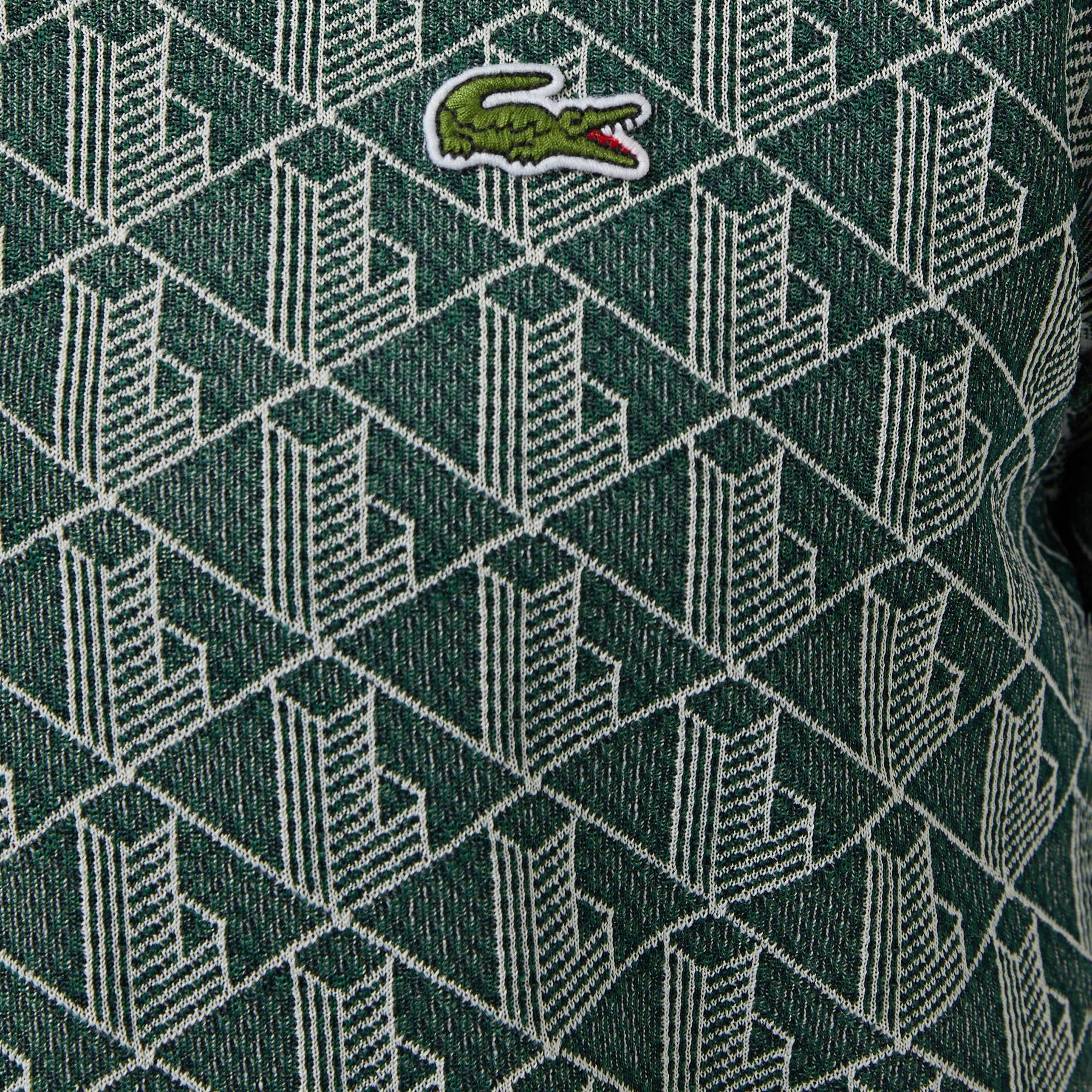 Erkek Classic Fit Monogram Yeşil Polo