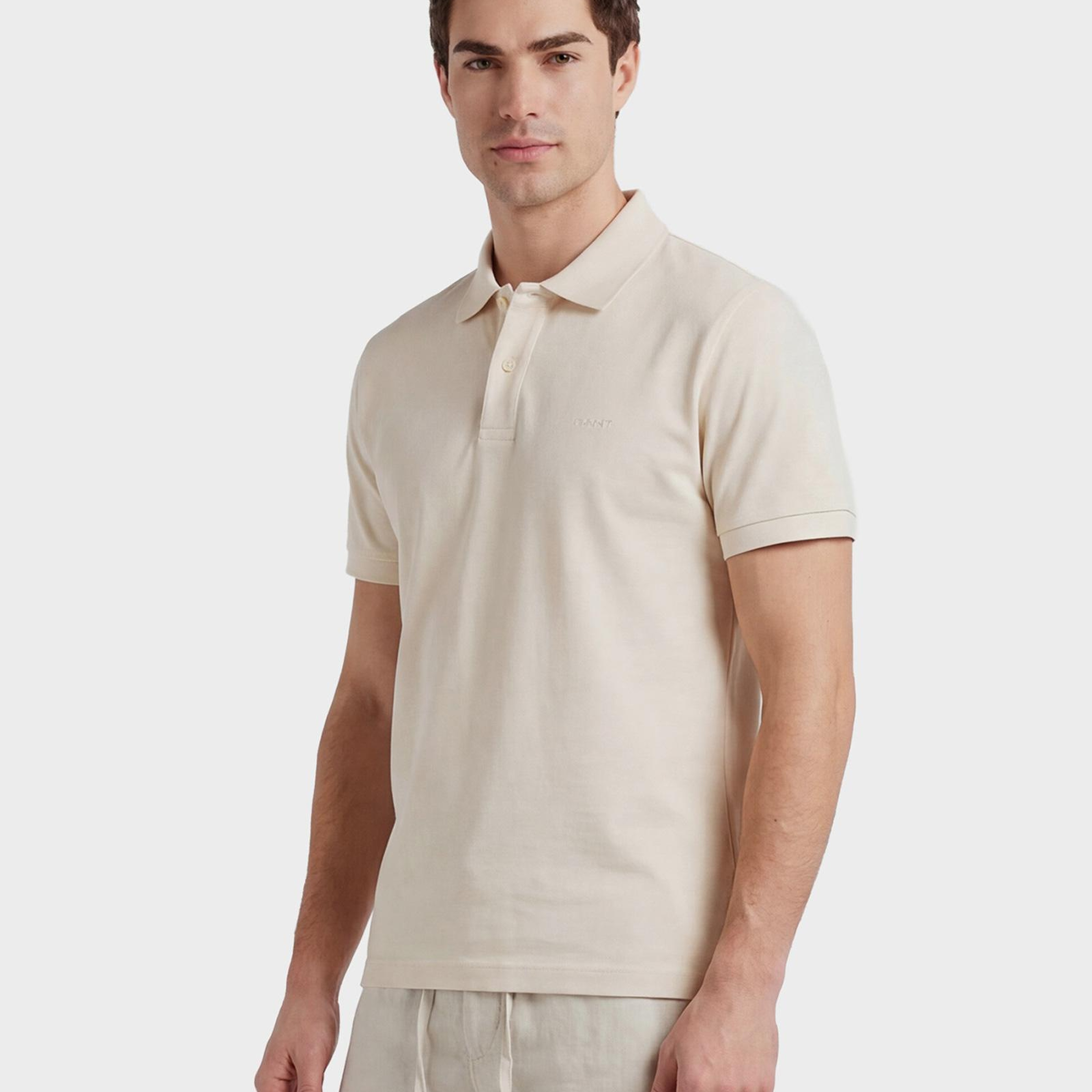 GANT Erkek Krem Regular Fit Polo Yaka T-Shirt