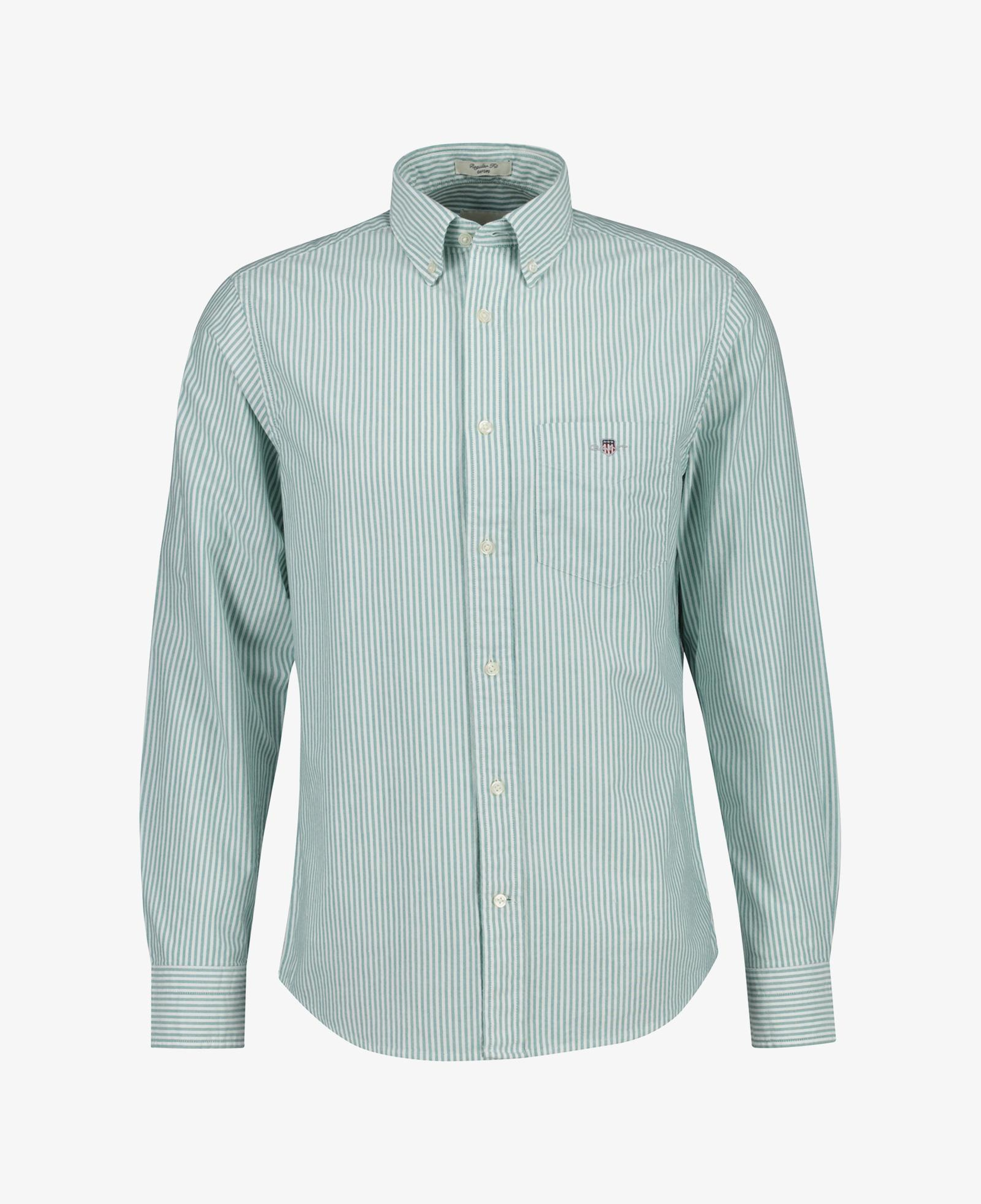 GANT Erkek Yeşil Regular Fit Çizgili Logolu Gömlek