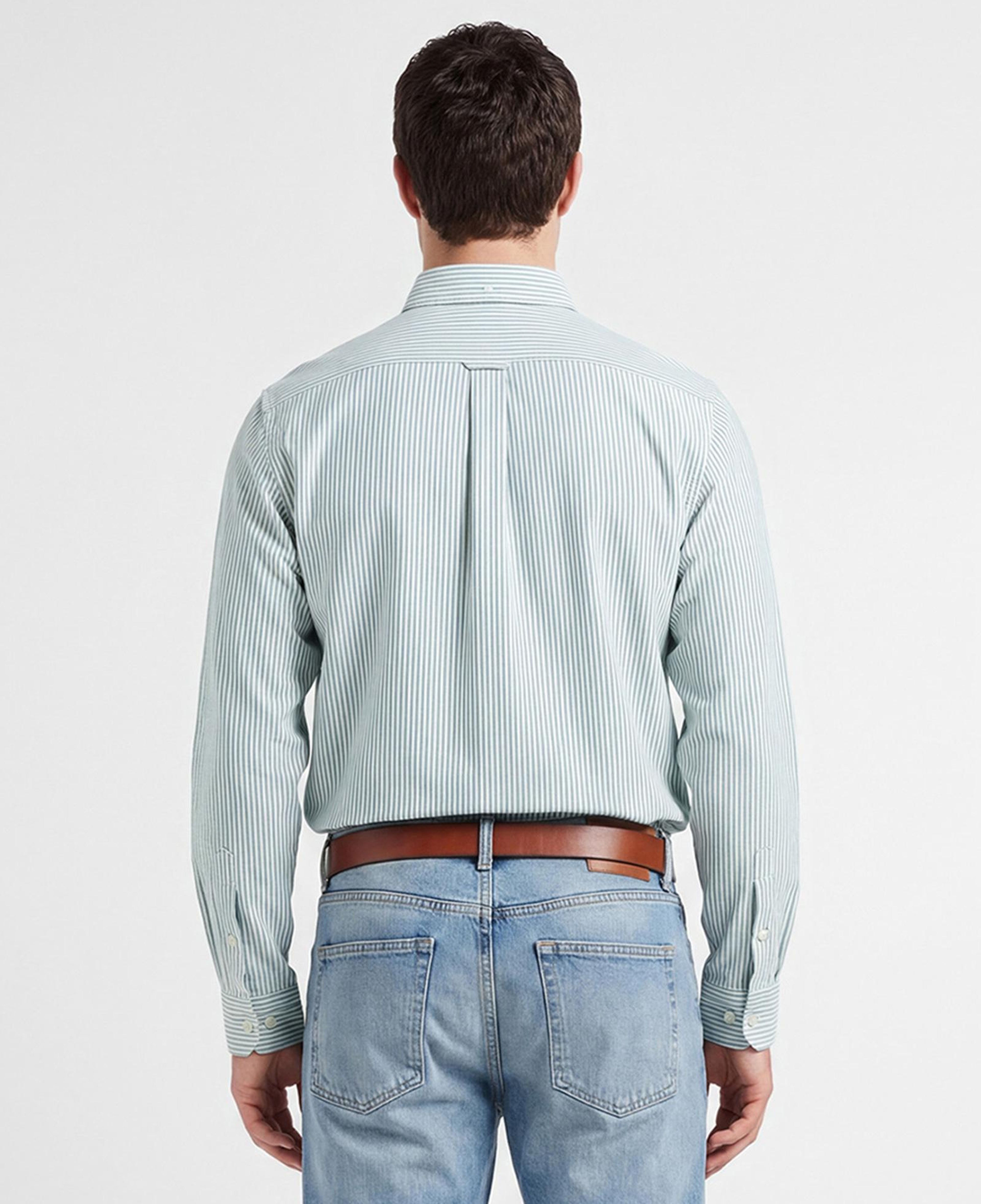 GANT Erkek Yeşil Regular Fit Çizgili Logolu Gömlek