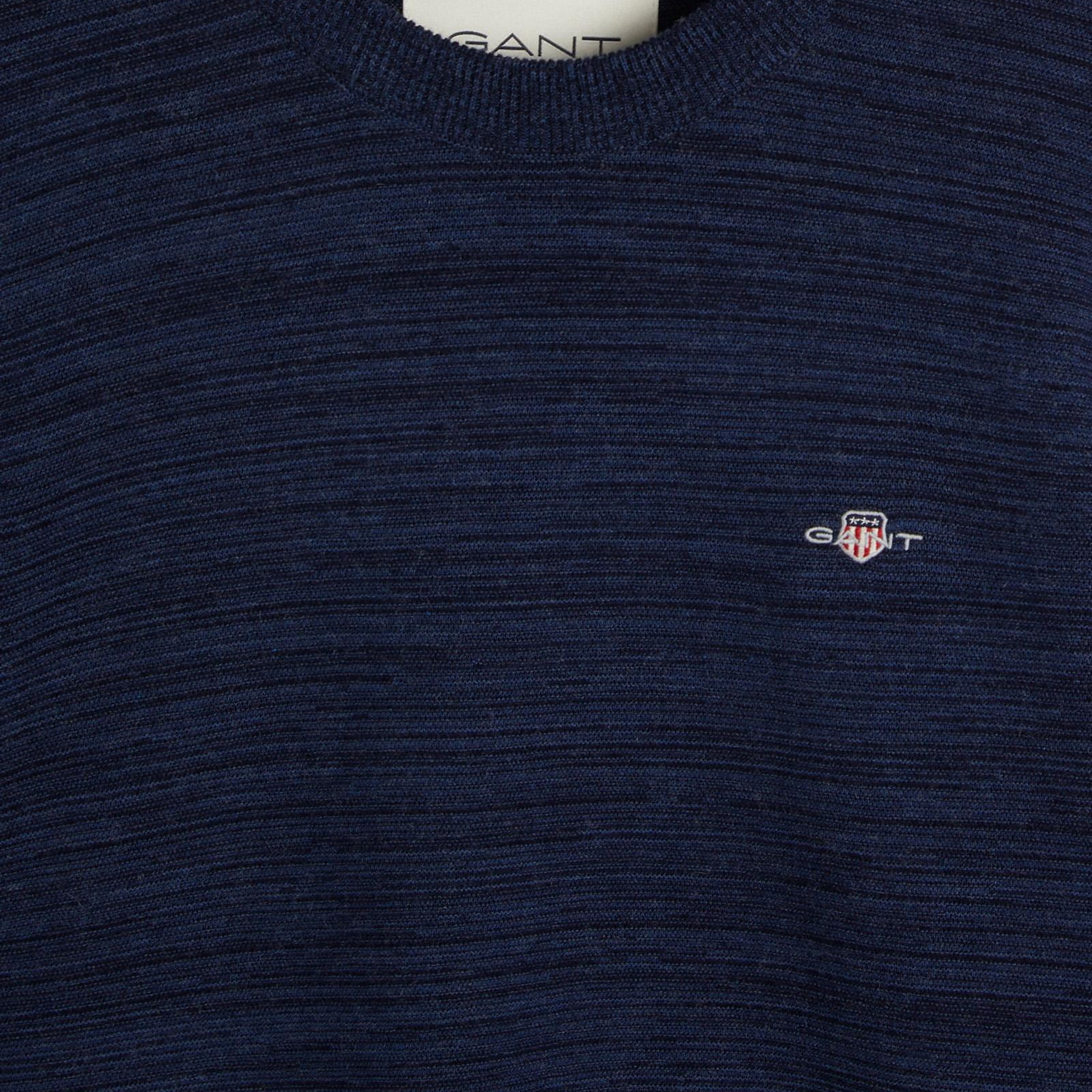 GANT Erkek Lacivert Regular Fit Bisiklet Yaka Logolu Kazak