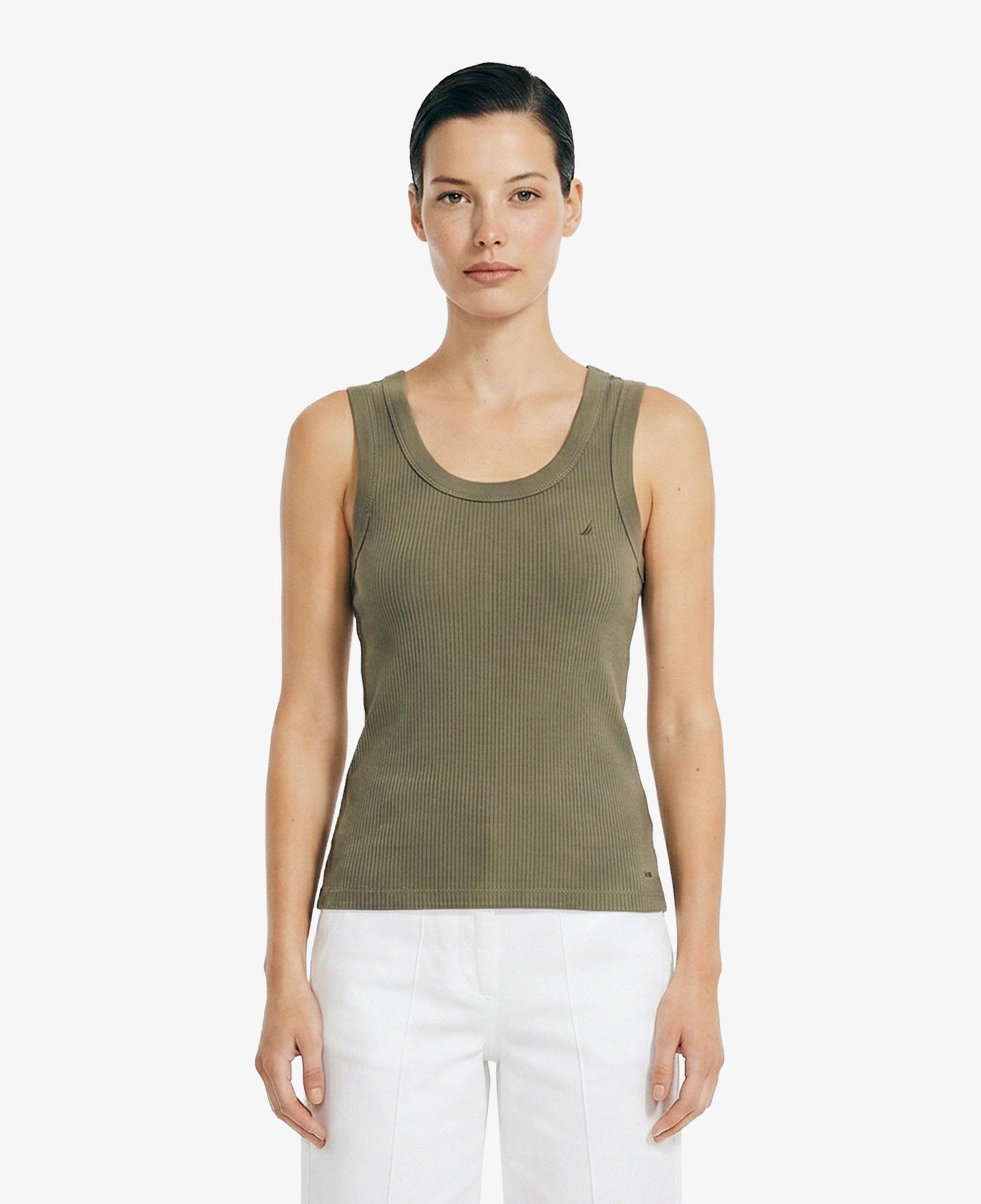 Nautica Kadın Yeşil Slim Fit Kolsuz T-Shirt