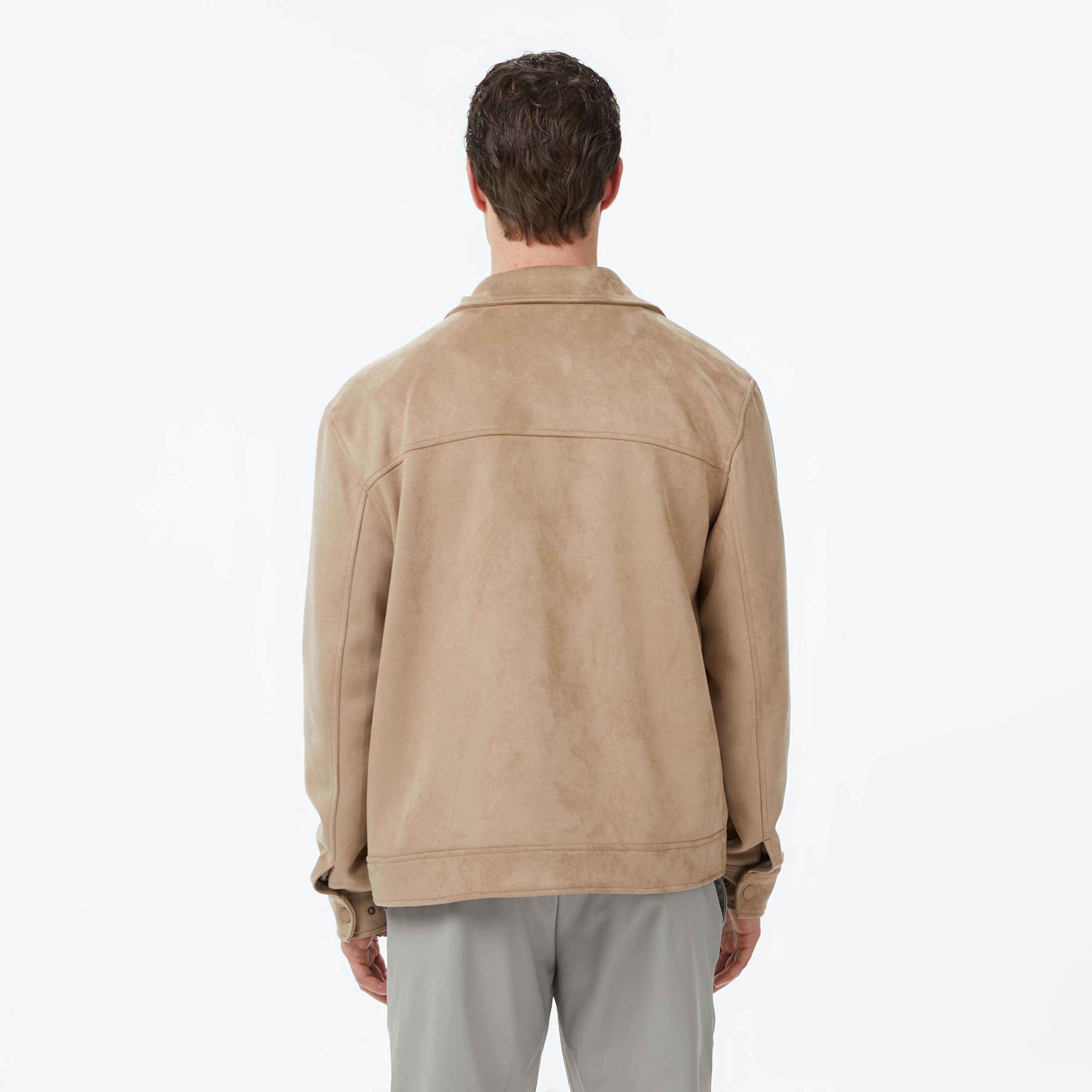 Nautica Erkek Bej Regular Fit Süet Ceket
