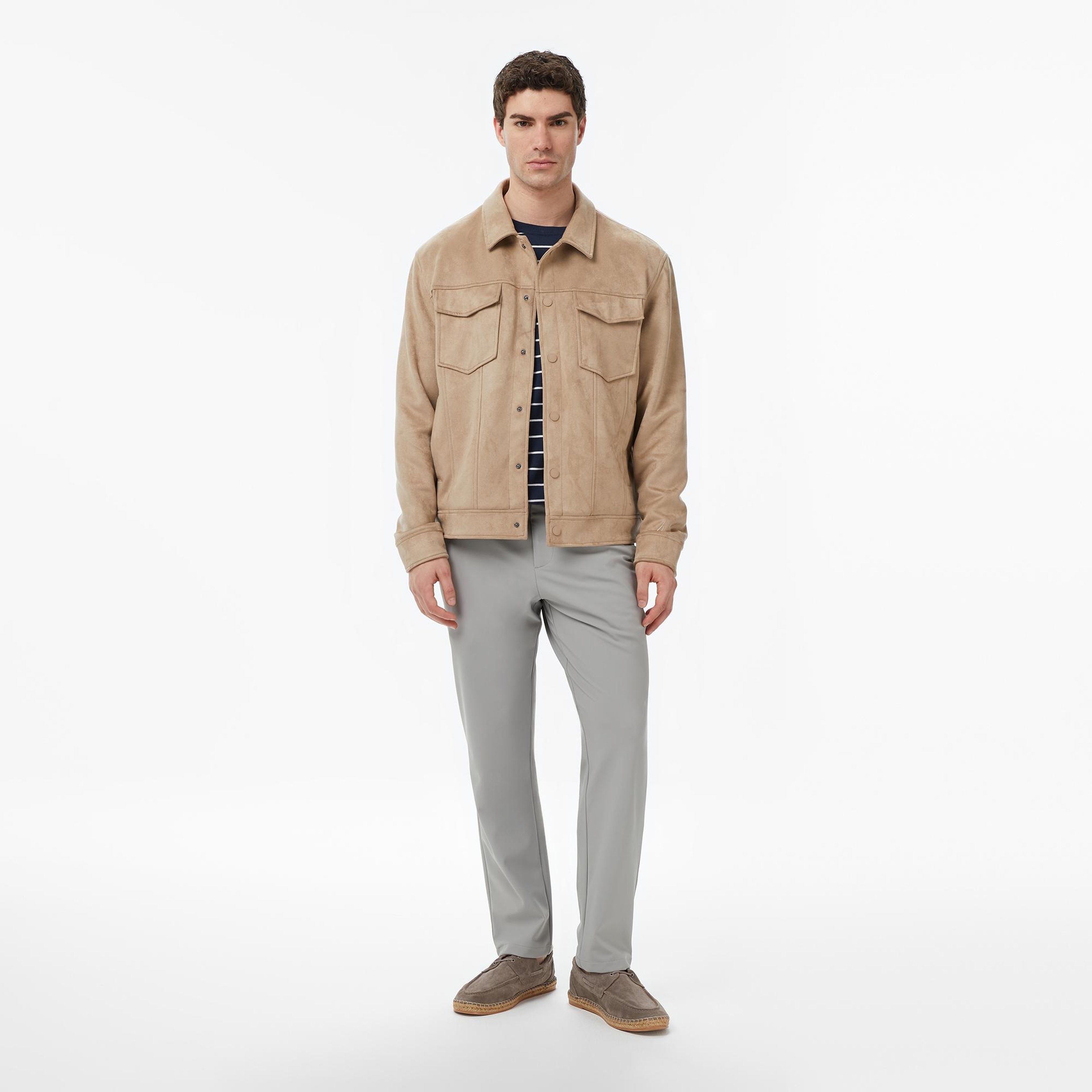 Nautica Erkek Bej Regular Fit Süet Ceket