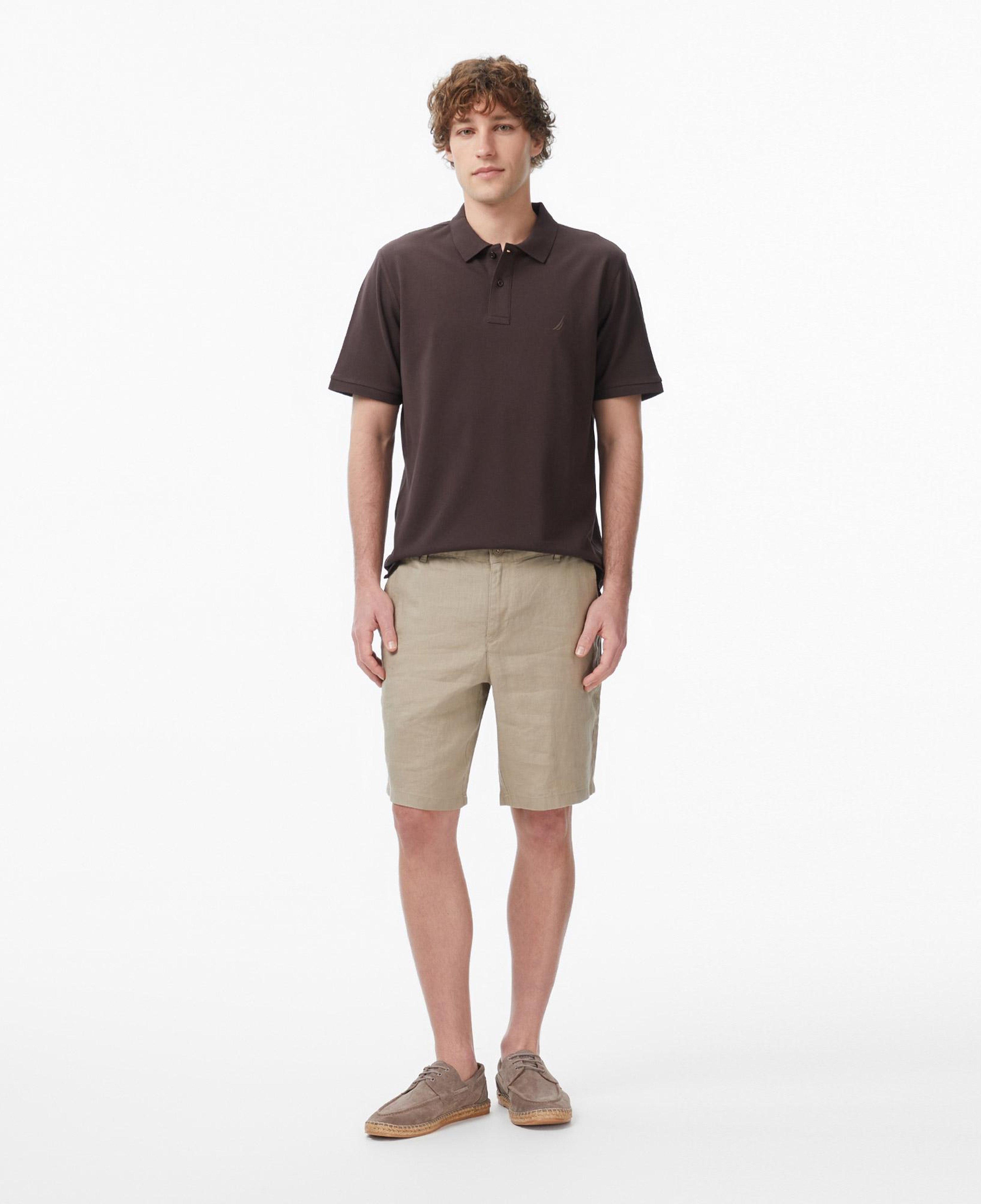 Nautica Erkek Kahverengi Regular Fit Keten Şort