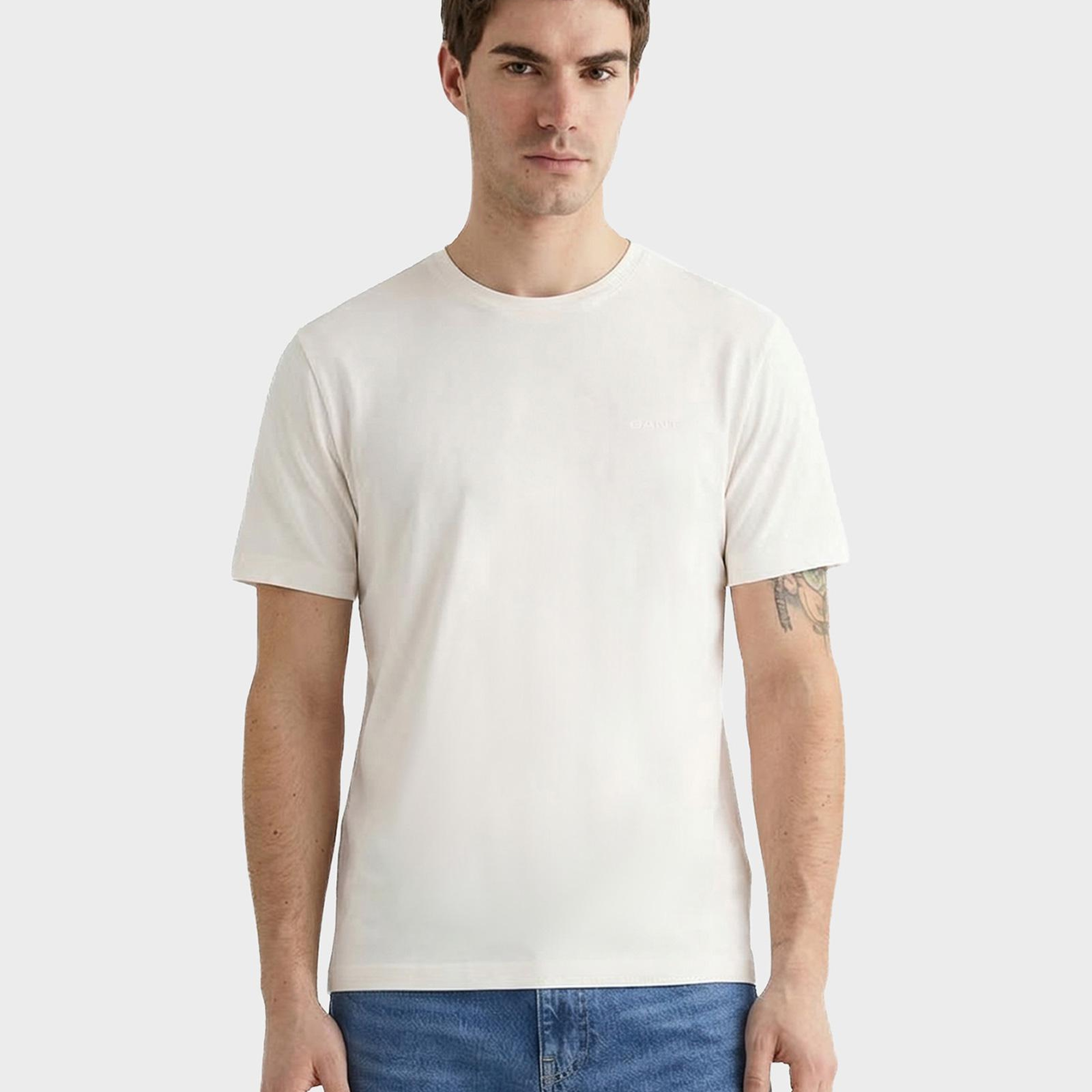 GANT Erkek Beyaz Baskılı Kısa Kollu T-Shirt