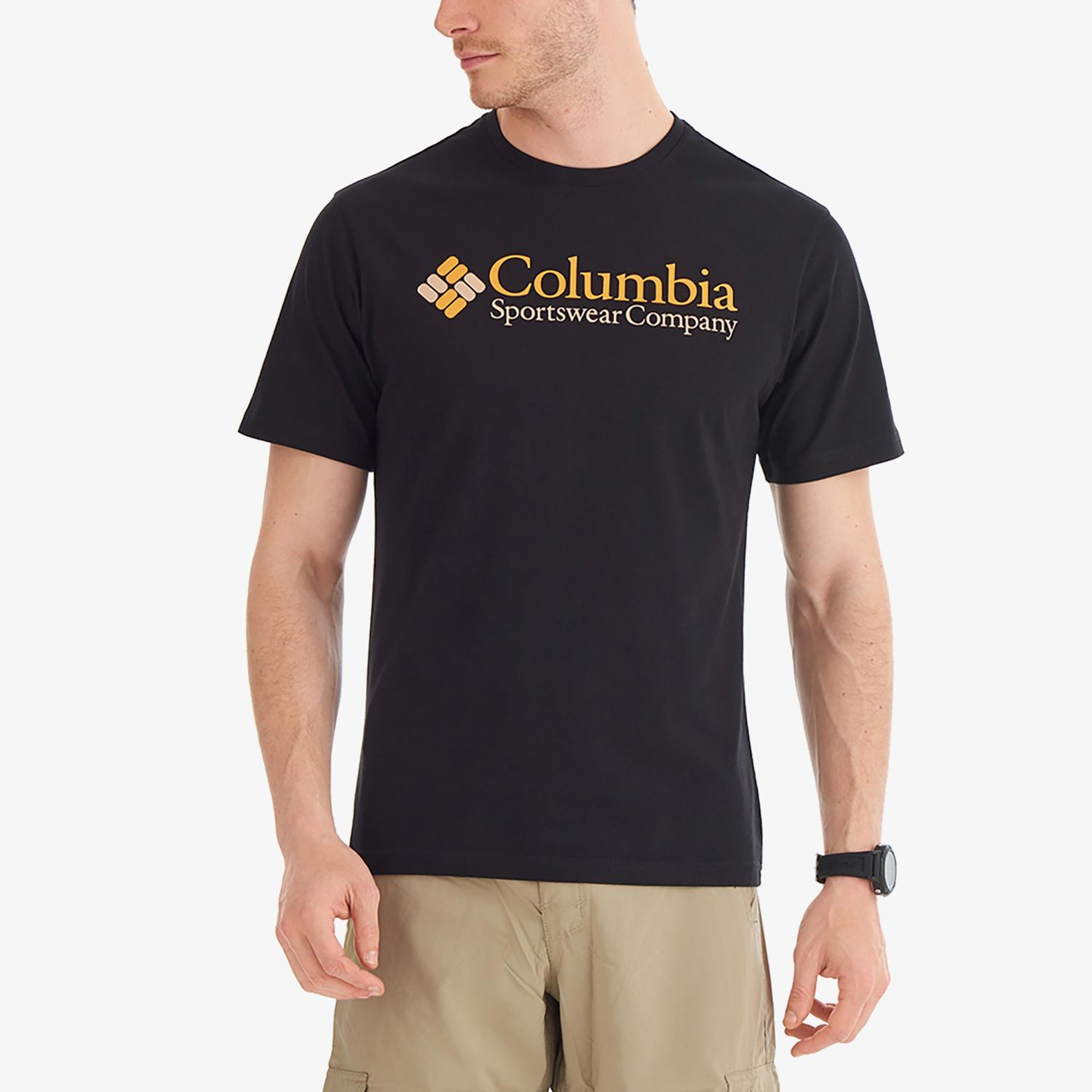 Columbia Retro Logo Erkek Siyah Günlük T-Shirt