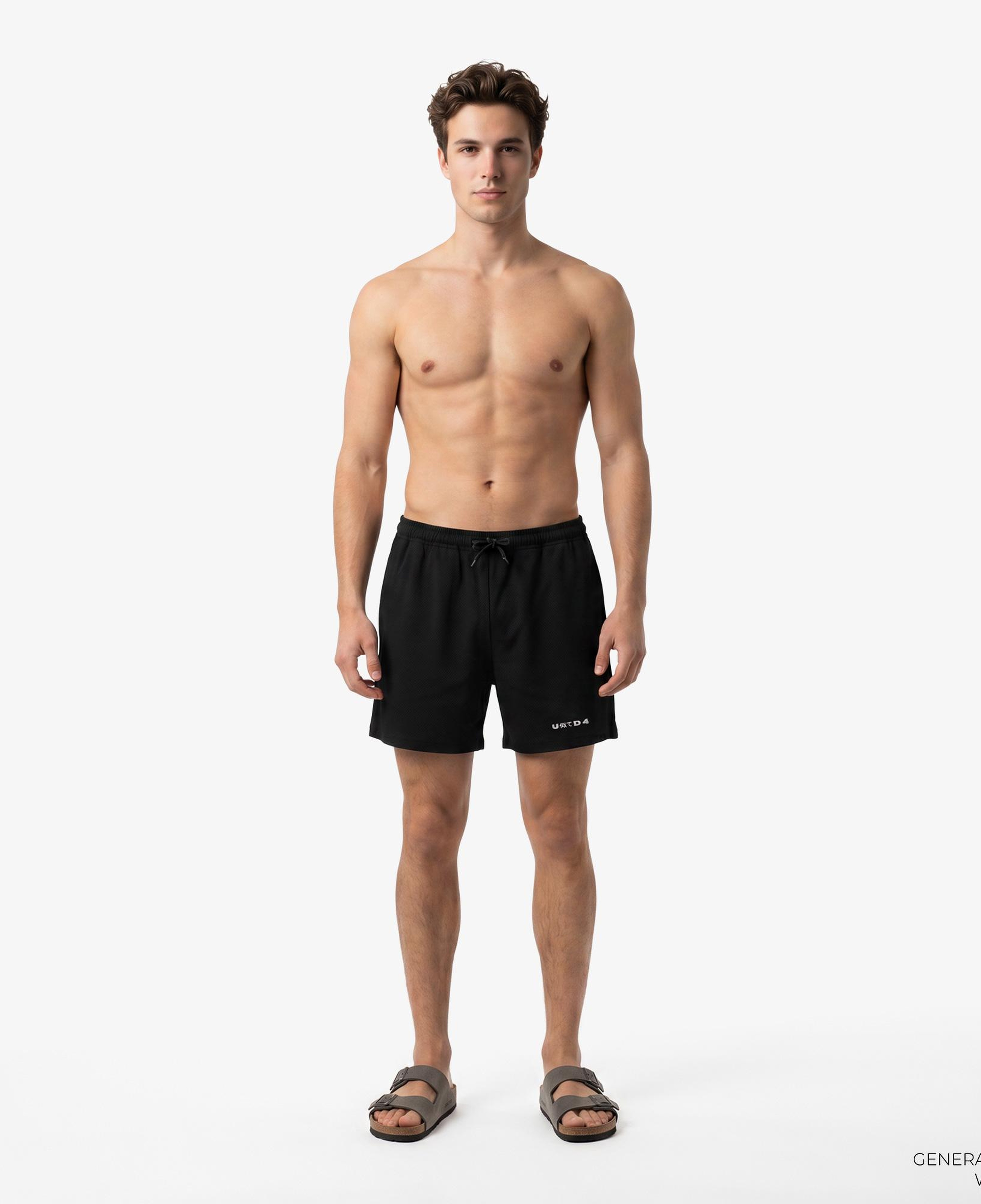 UNITED4 Comfort Fit Erkek Siyah Deniz Şortu