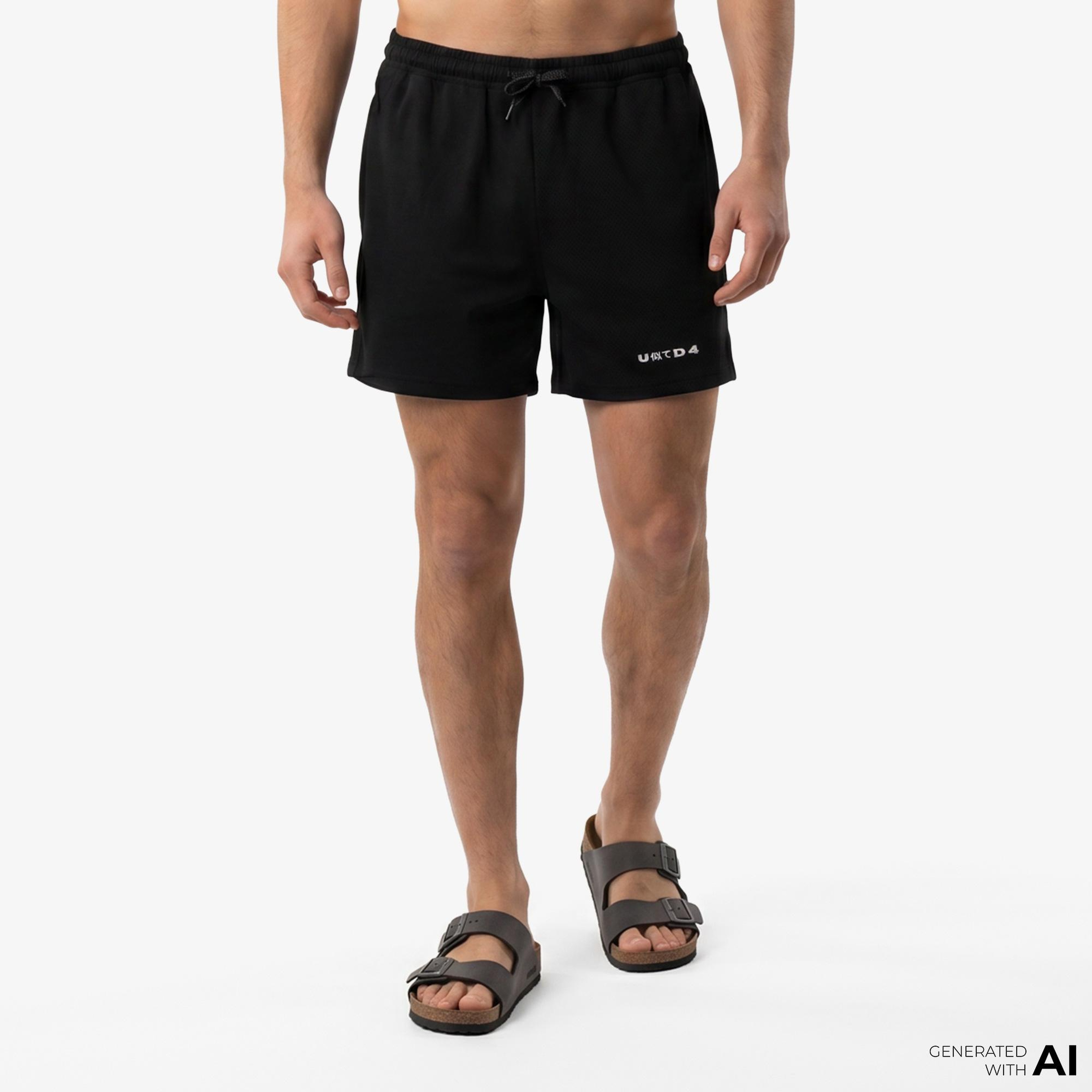 UNITED4 Comfort Fit Erkek Siyah Deniz Şortu