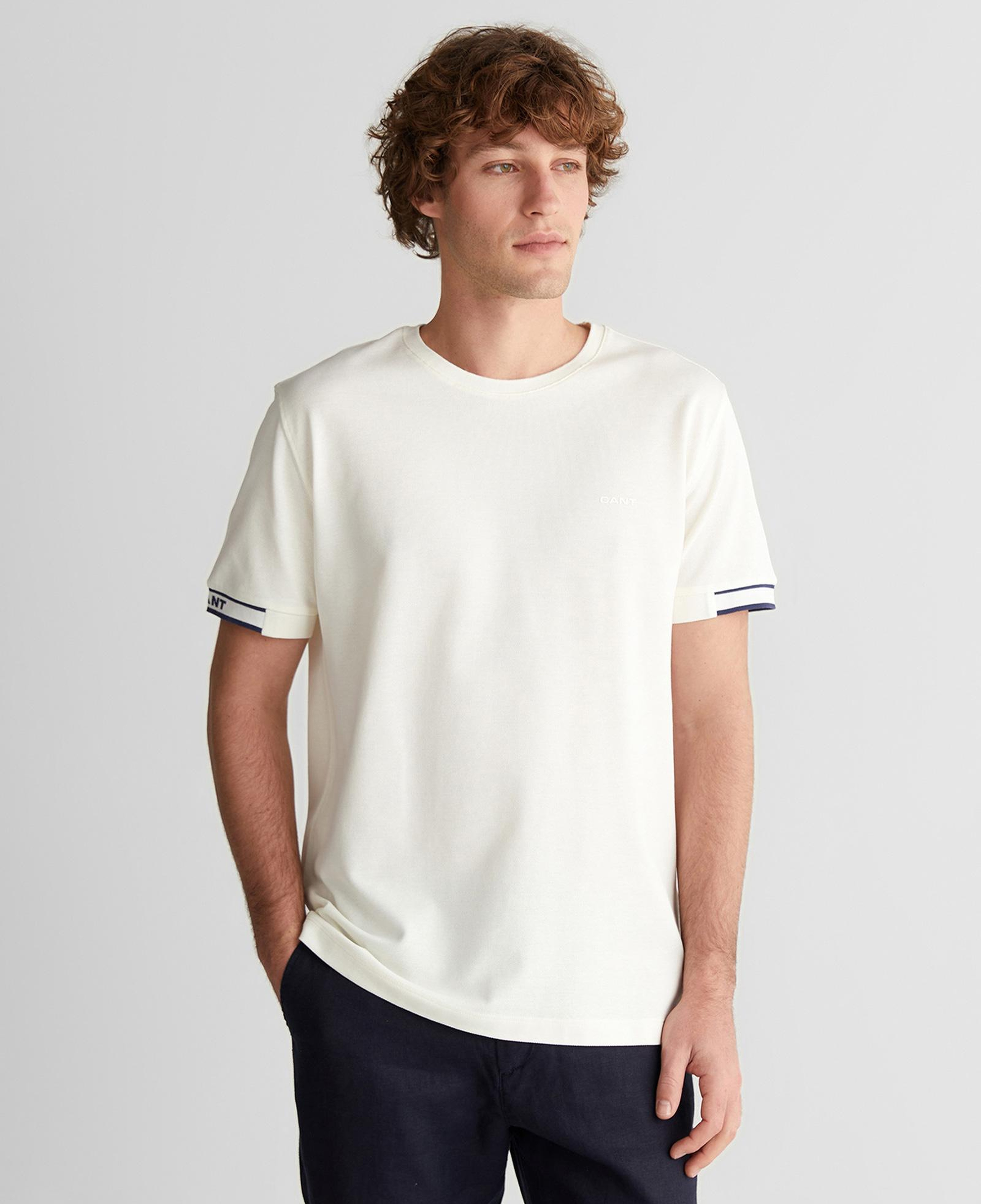 GANT Erkek Beyaz Baskılı Kısa Kollu T-Shirt