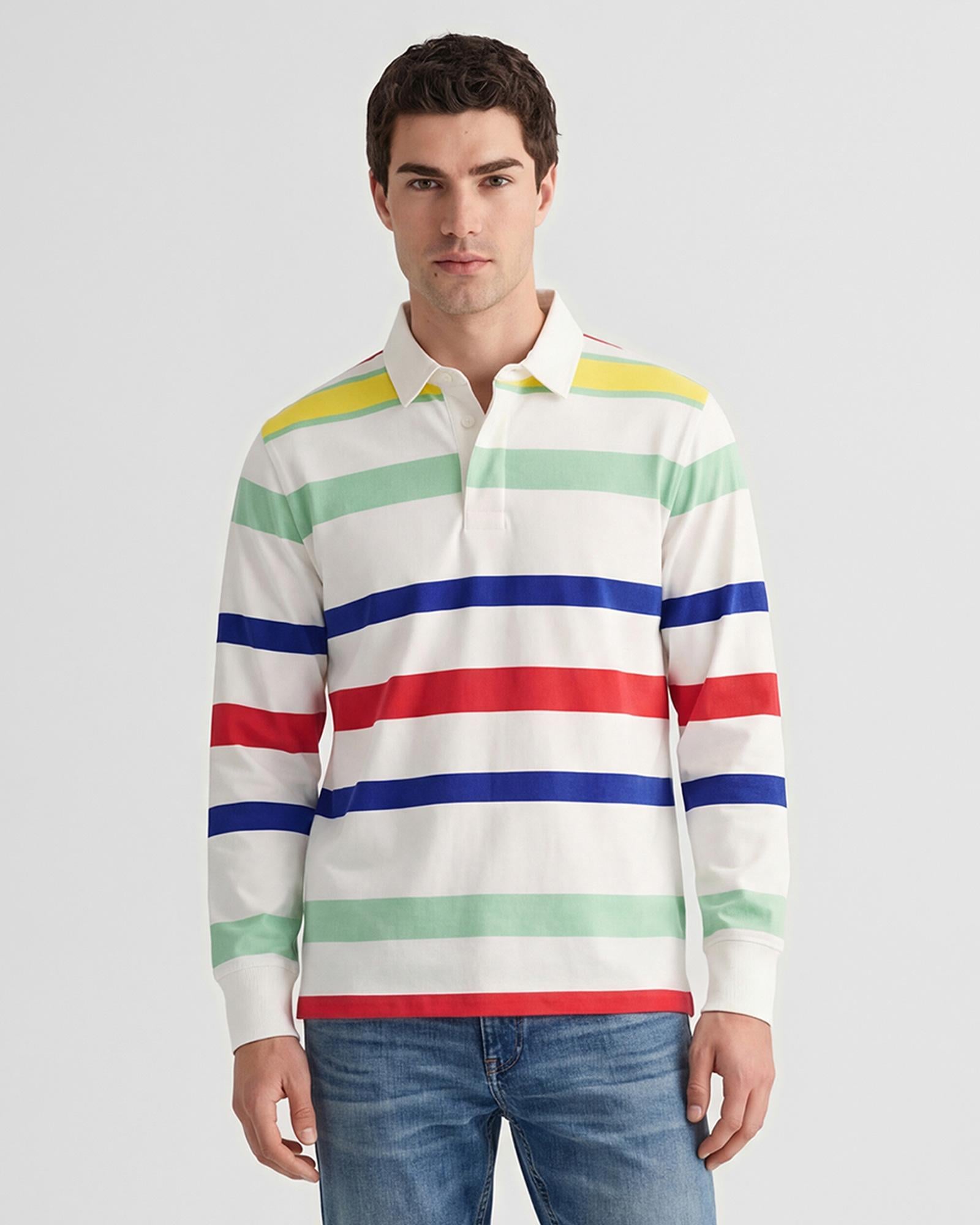GANT Erkek Beyaz Logolu Rugby T-Shirt