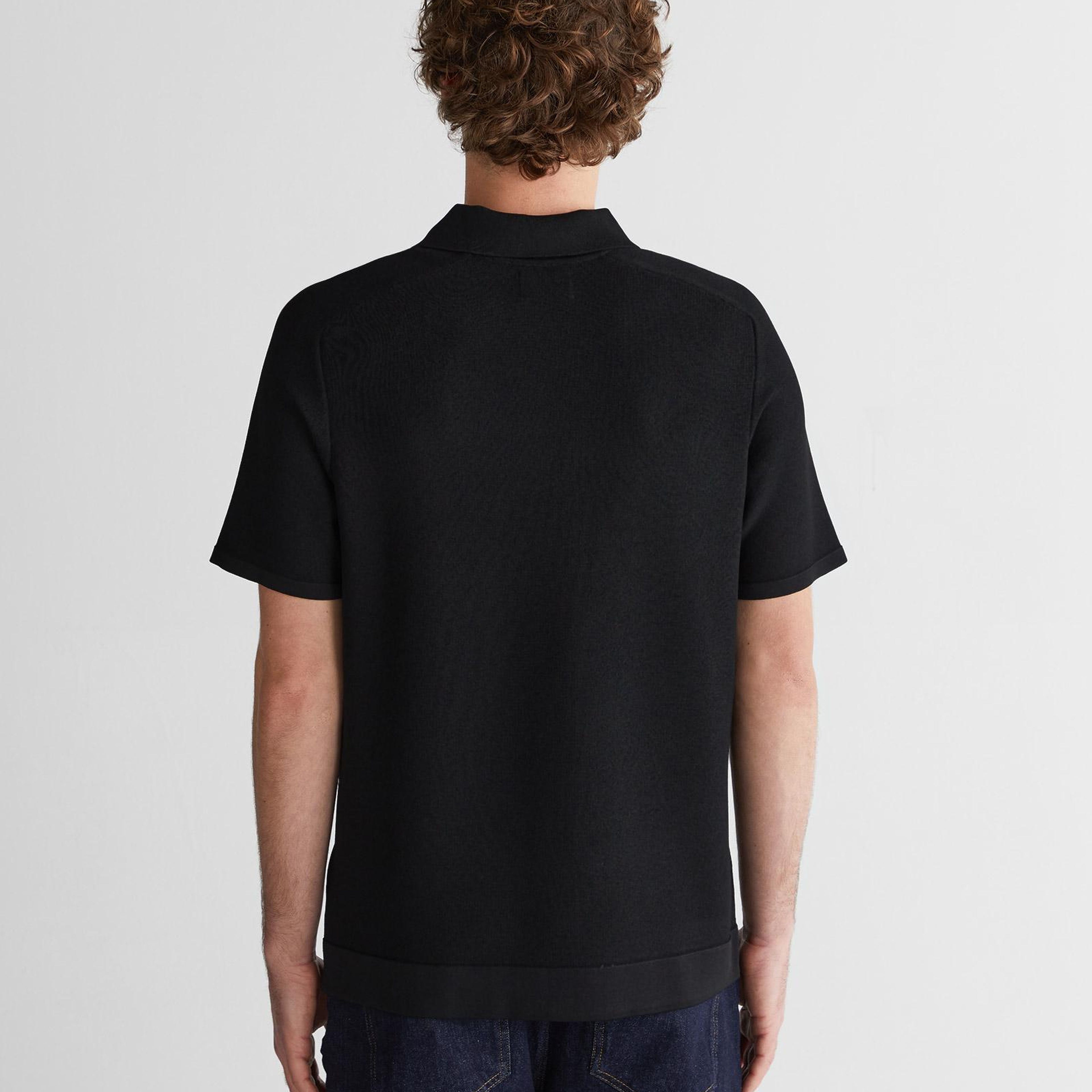 GANT Erkek Siyah Regular Fit Yarım Fermuarlı Kısa Kollu T-Shirt