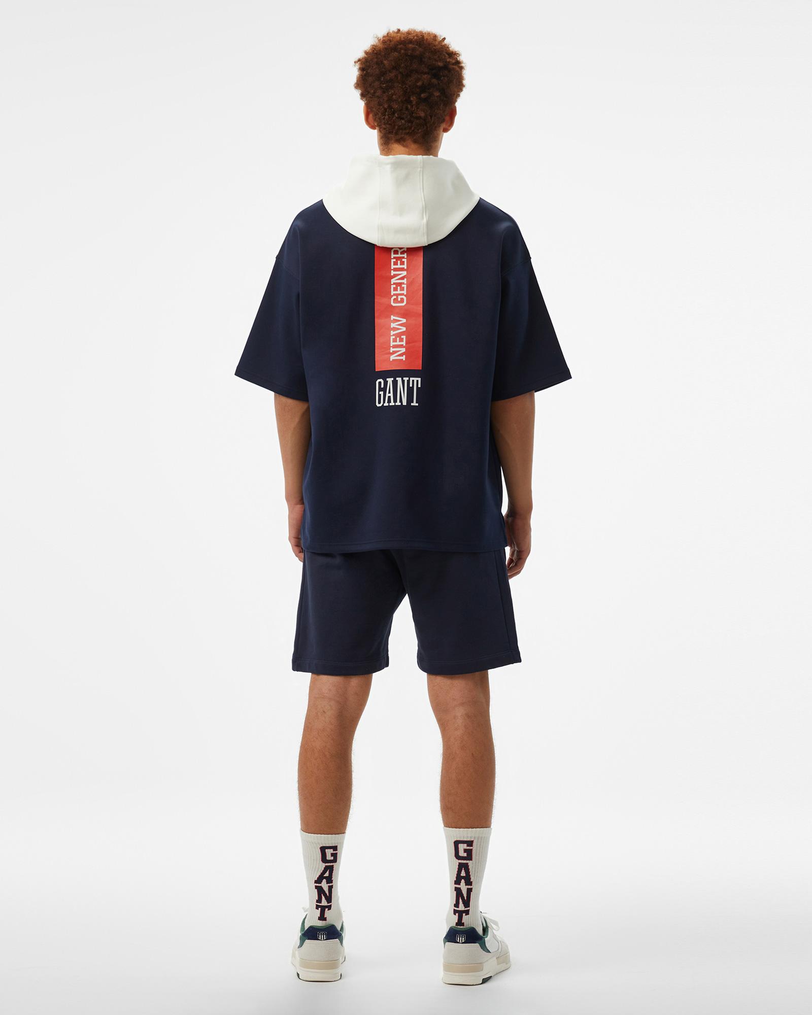 GANT Erkek Lacivert Kapüşonlu T-Shirt