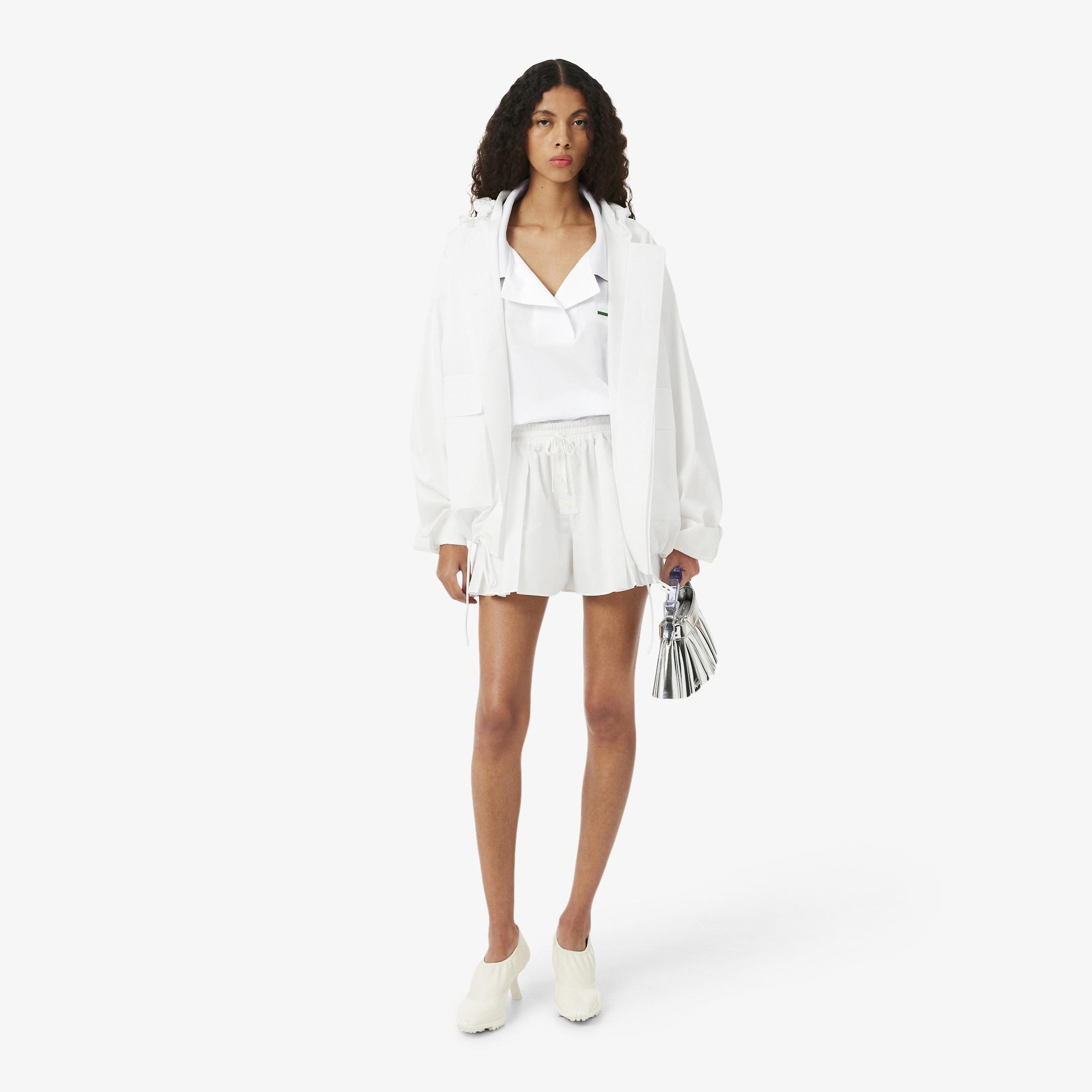 SS26 RUNWAY Kadın Relaxed Fit Kısa Kollu Beyaz Gömlek