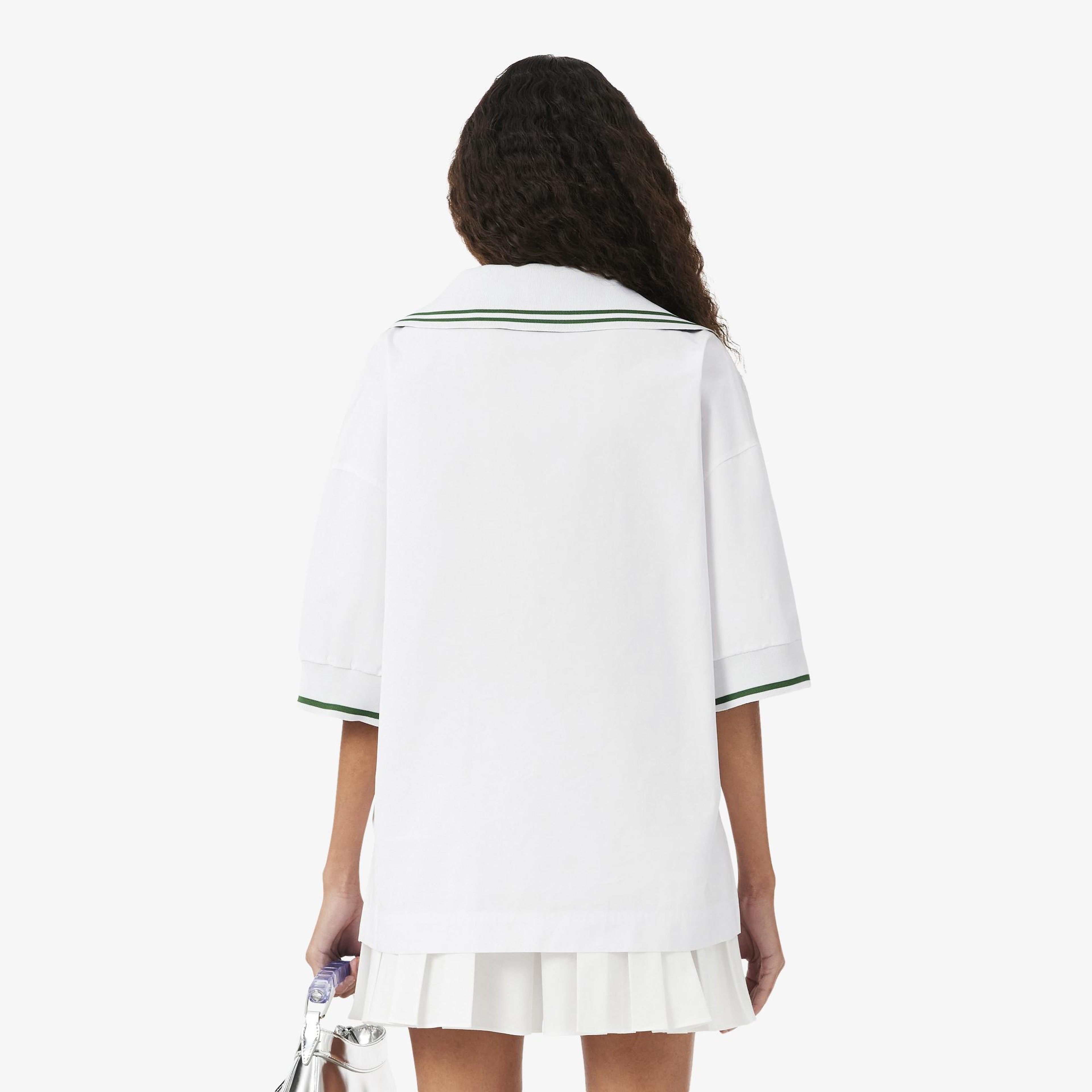 SS26 RUNWAY Kadın Relaxed Fit Kısa Kollu Beyaz Gömlek