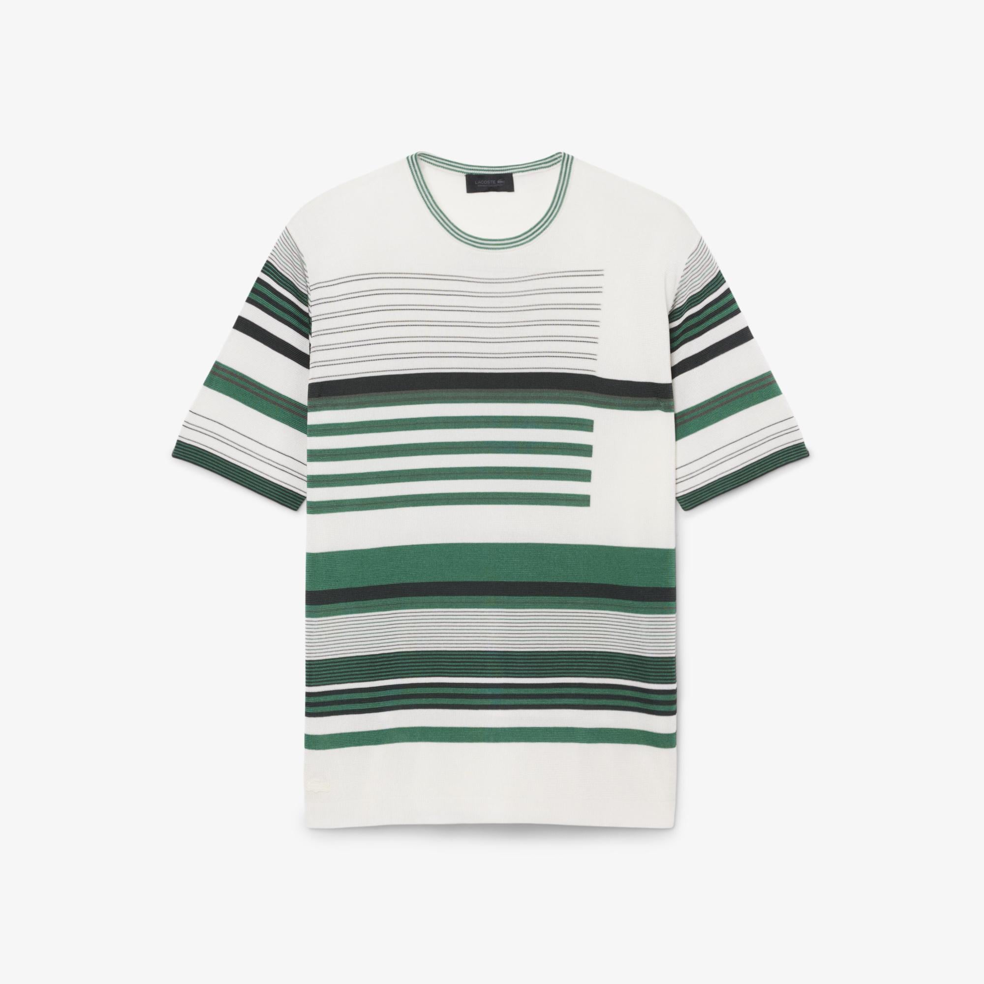 SS26 RUNWAY Unisex Oversize Fit Bisiklet Yaka Çizgili Beyaz T-Shirt