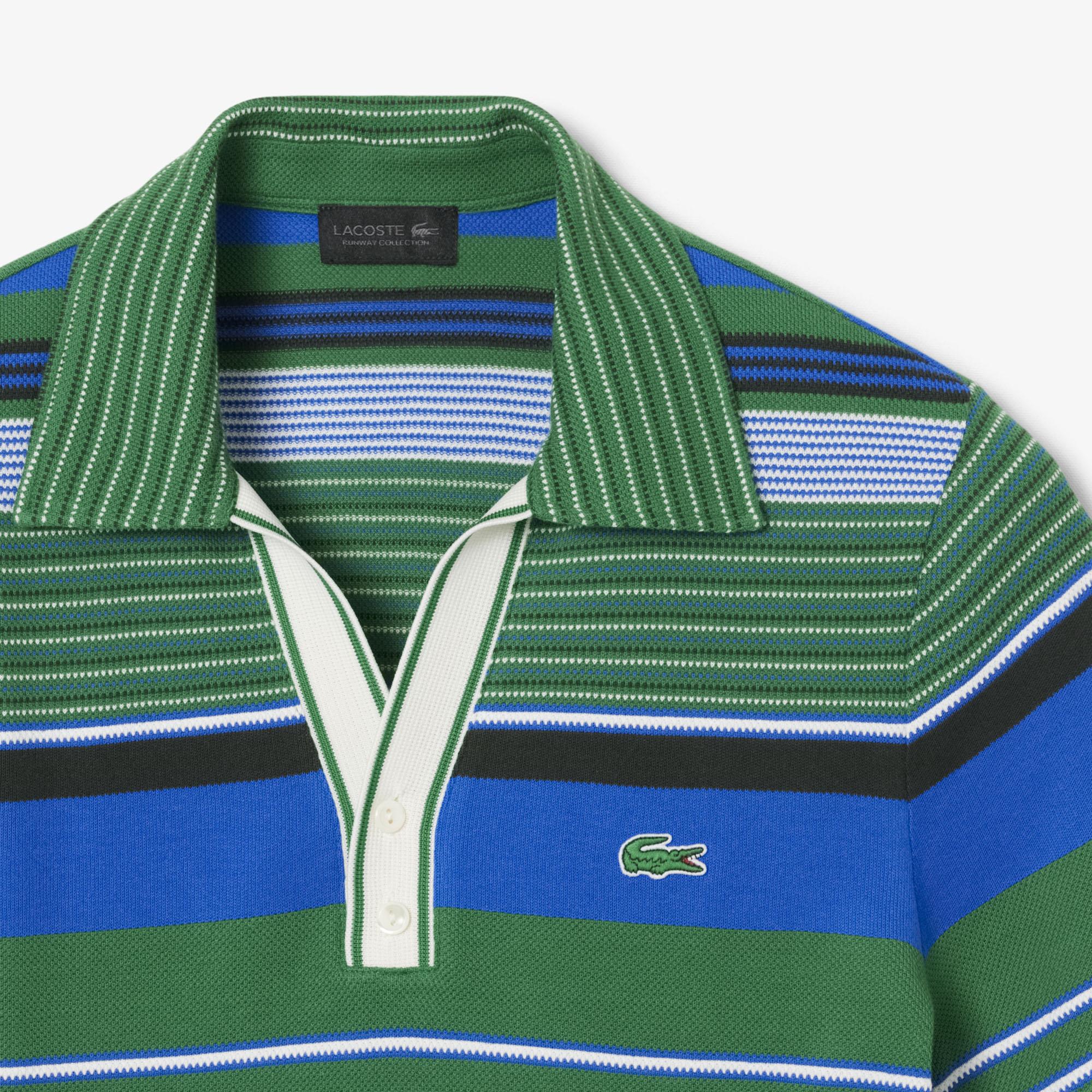 SS26 RUNWAY Erkek Çizgili Yeşil Polo