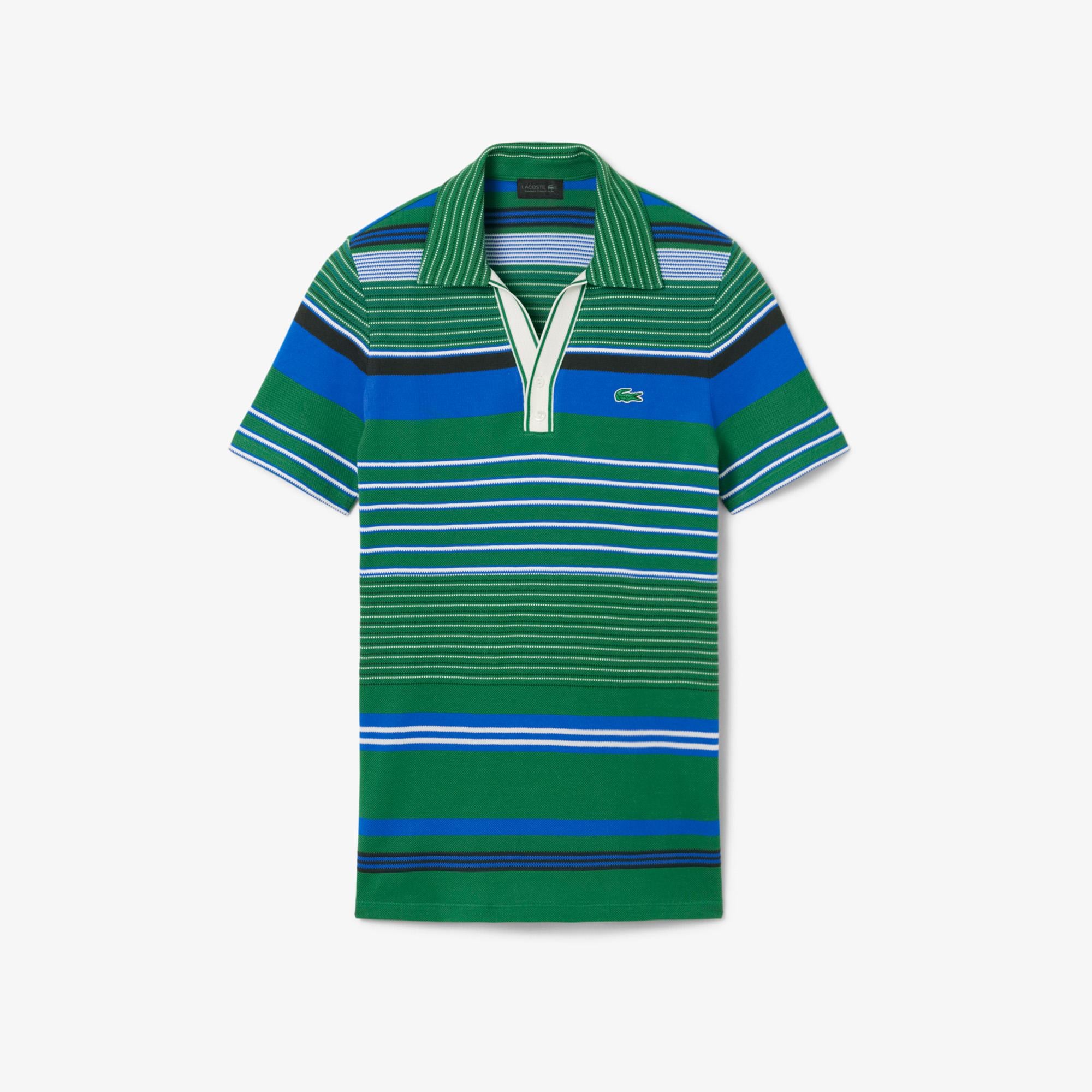 SS26 RUNWAY Erkek Çizgili Yeşil Polo